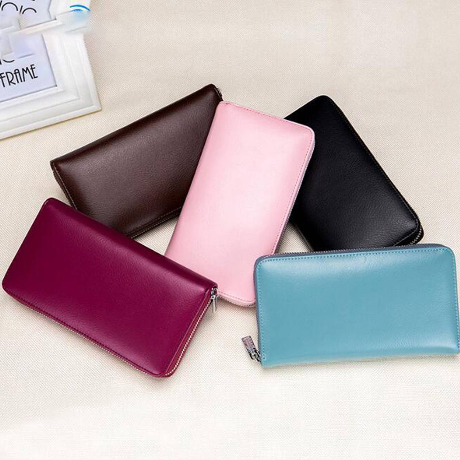 RFID Zip Genuine Leather Wallet 2