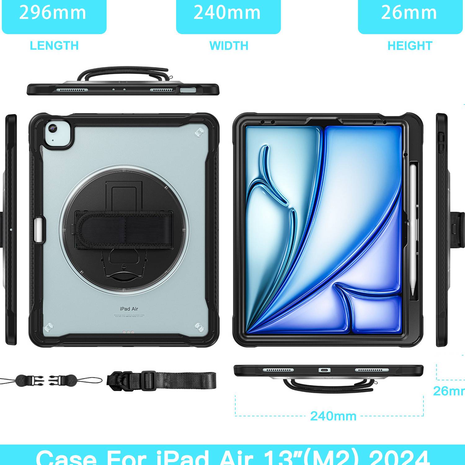 iPad tablet case w/ rotating hand strap 3