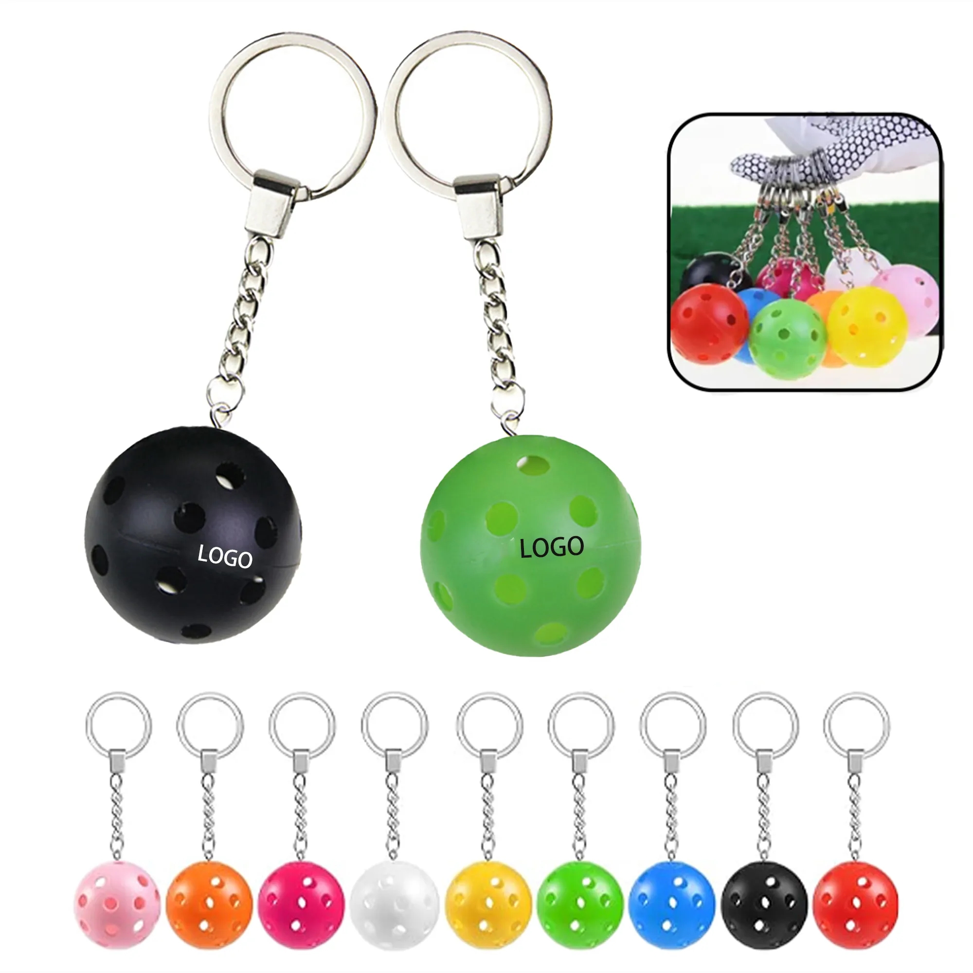 Pickleball Keychain with Perforated Design 1
