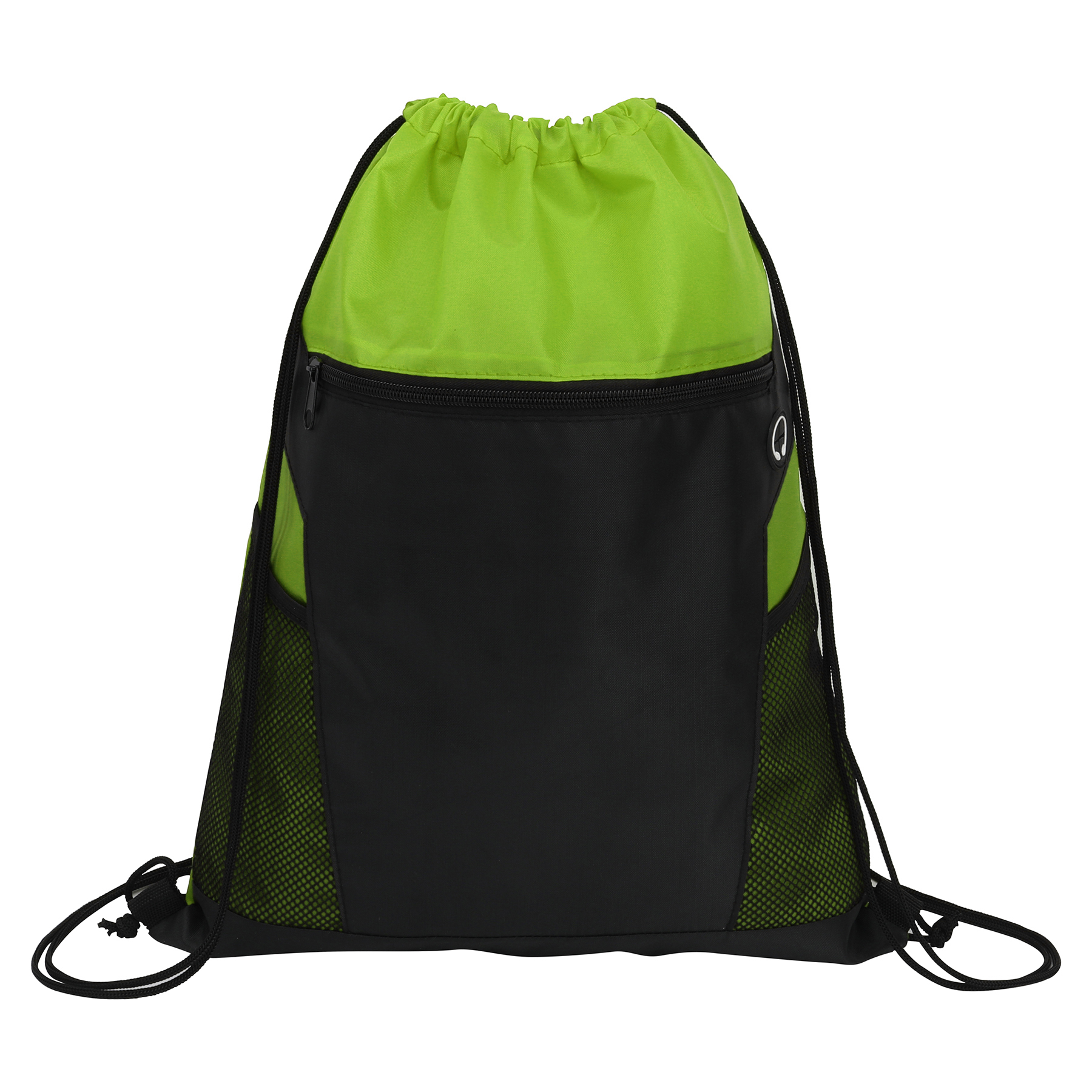 Zippered Drawstring Backpack With Mesh Pockets 2
