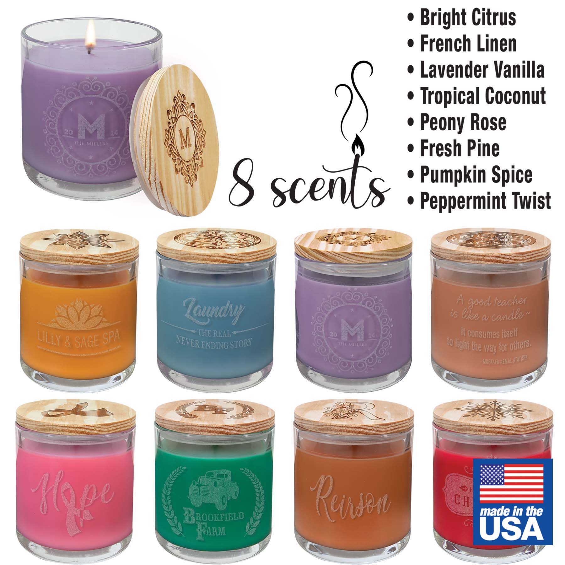 14 OZ. Candle in a Glass Holder with Wood Lid (Made in the USA) 3