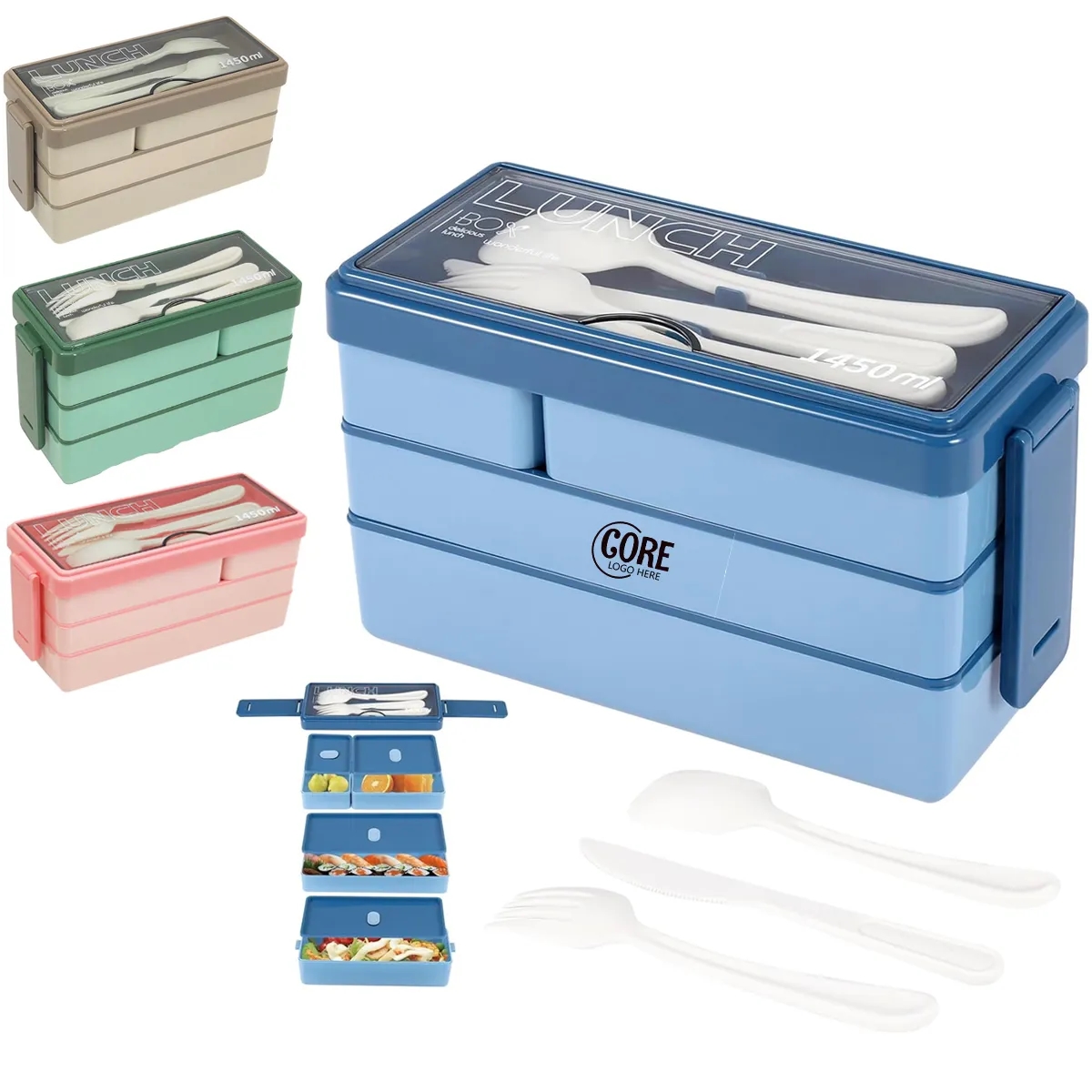 3 Compartment Stackable Bento Lunch Box 3
