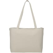 Zippered 12oz Cotton Canvas Shopper Tote 16