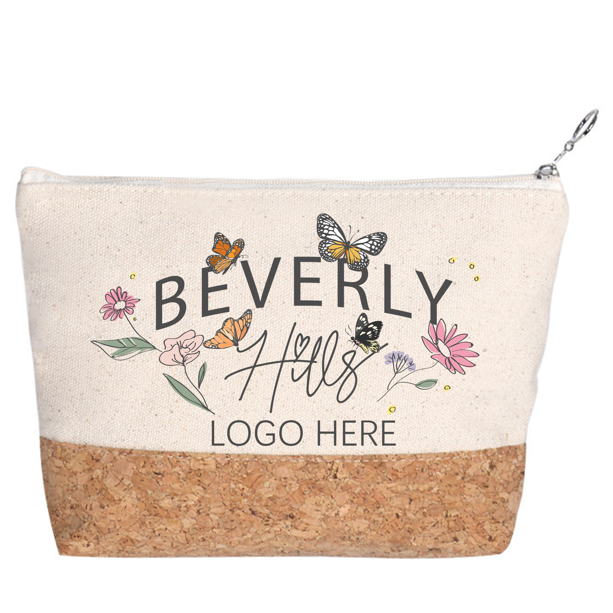 Sustainable Canvas & Cork Zipper Cosmetic Bag Toiletry Pouch 3