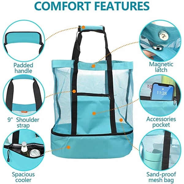 Mesh Beach Bag Tote with Insulated Cooler 4