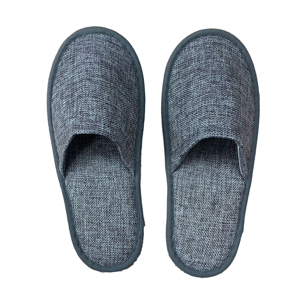 Custom Closed Toe Disposable Linen Hotel Slipper 2