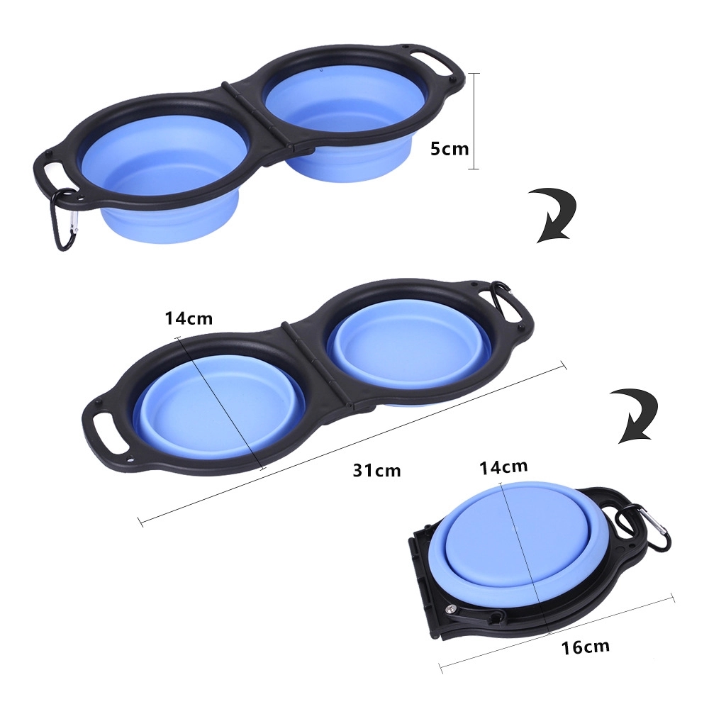 Custom Collapsible Silicone Dog Double Bowl 7