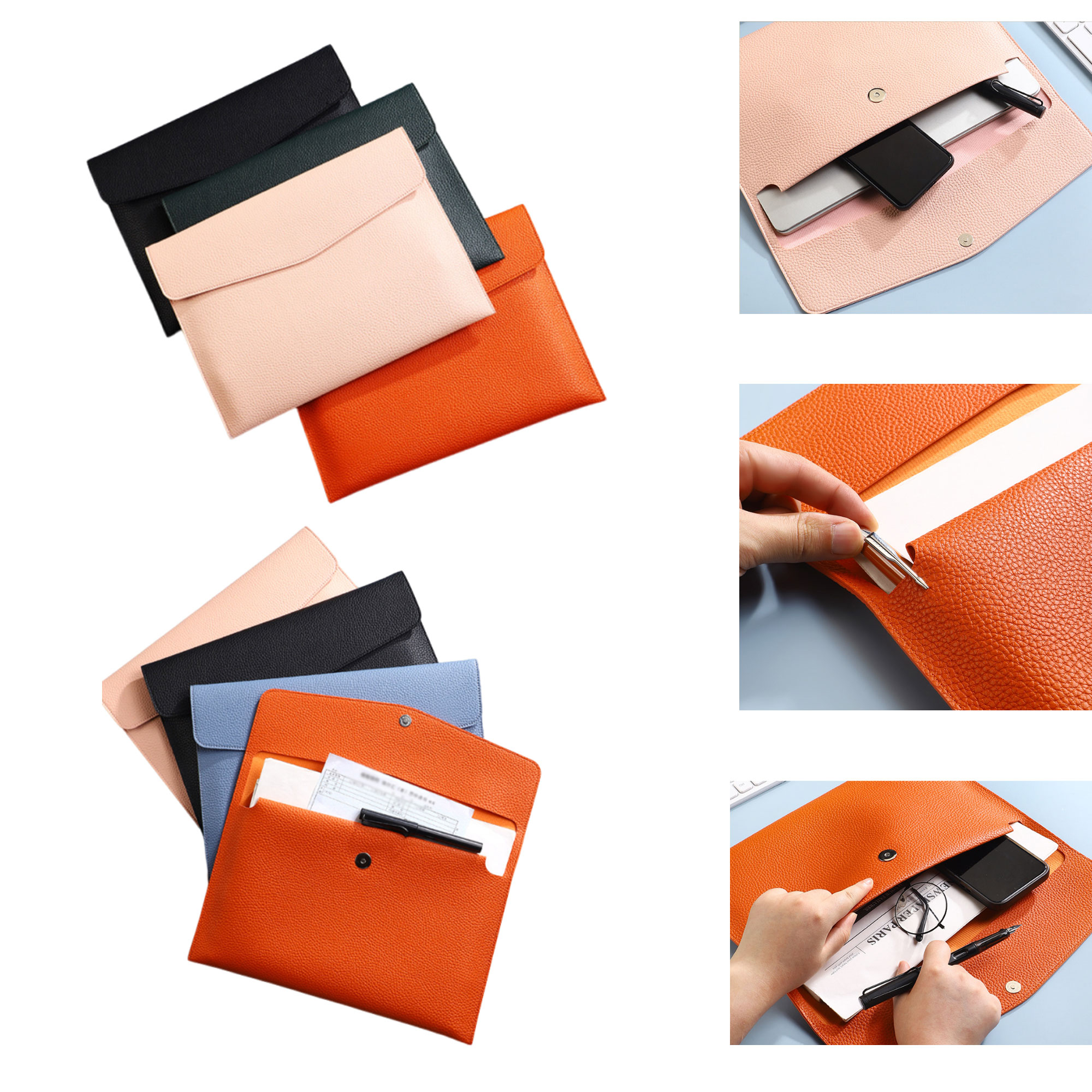 PU Leather A4 Document Bag File Folder 3