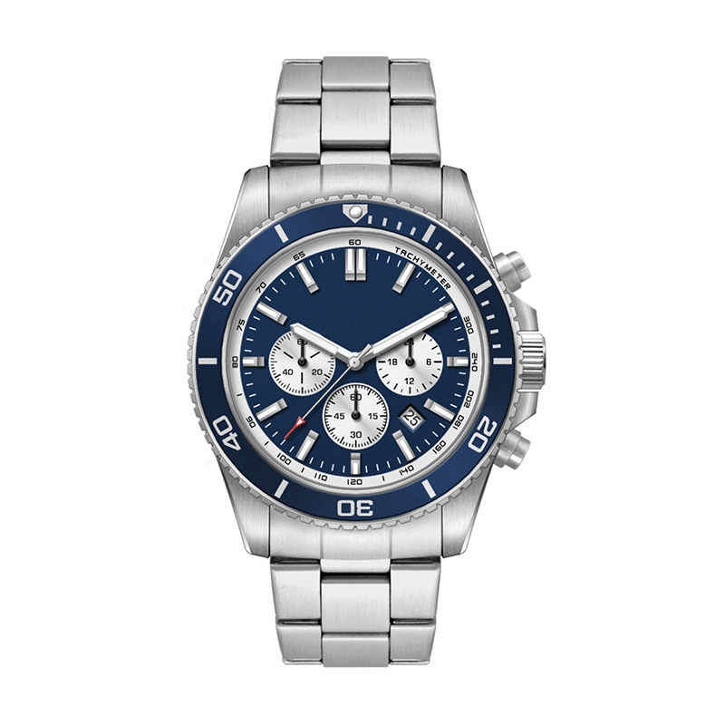 WC5848 42.5 STEEL MATTE SILVER CASE, CHRONOGRAPH MVMT, BLUE DIAL, DTE DISPLAY, BL ROTATING BEZEL, SILVER B 2