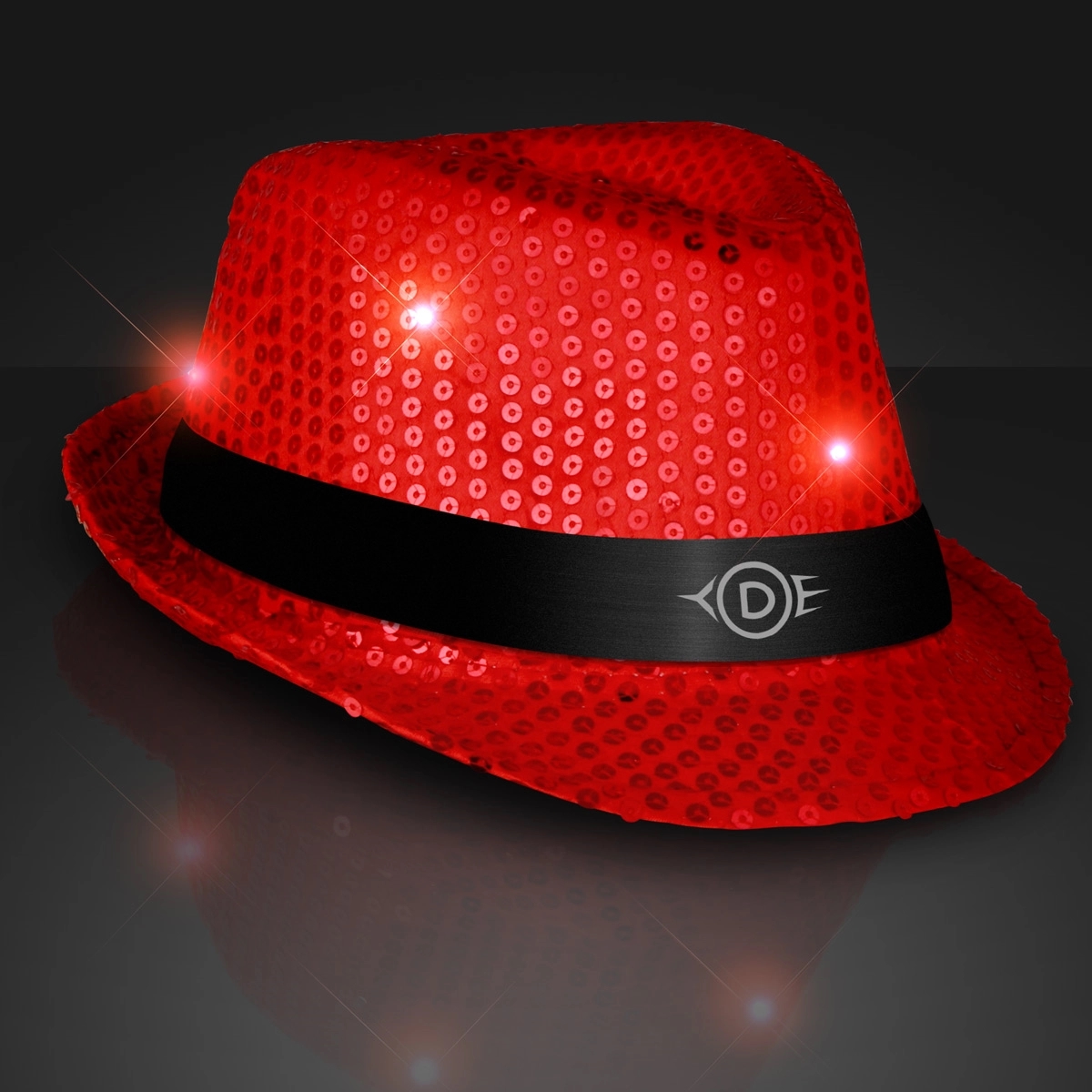 Shiny Single Colored Fedora Hats with Flashing Lights 30