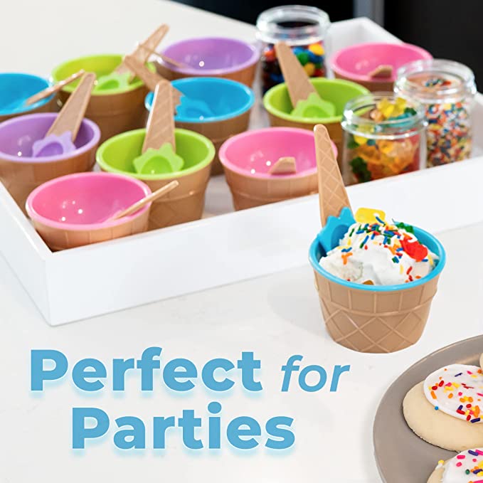 Ice Cream Bowls and Spoons for Summer/Holiday/Parties 11