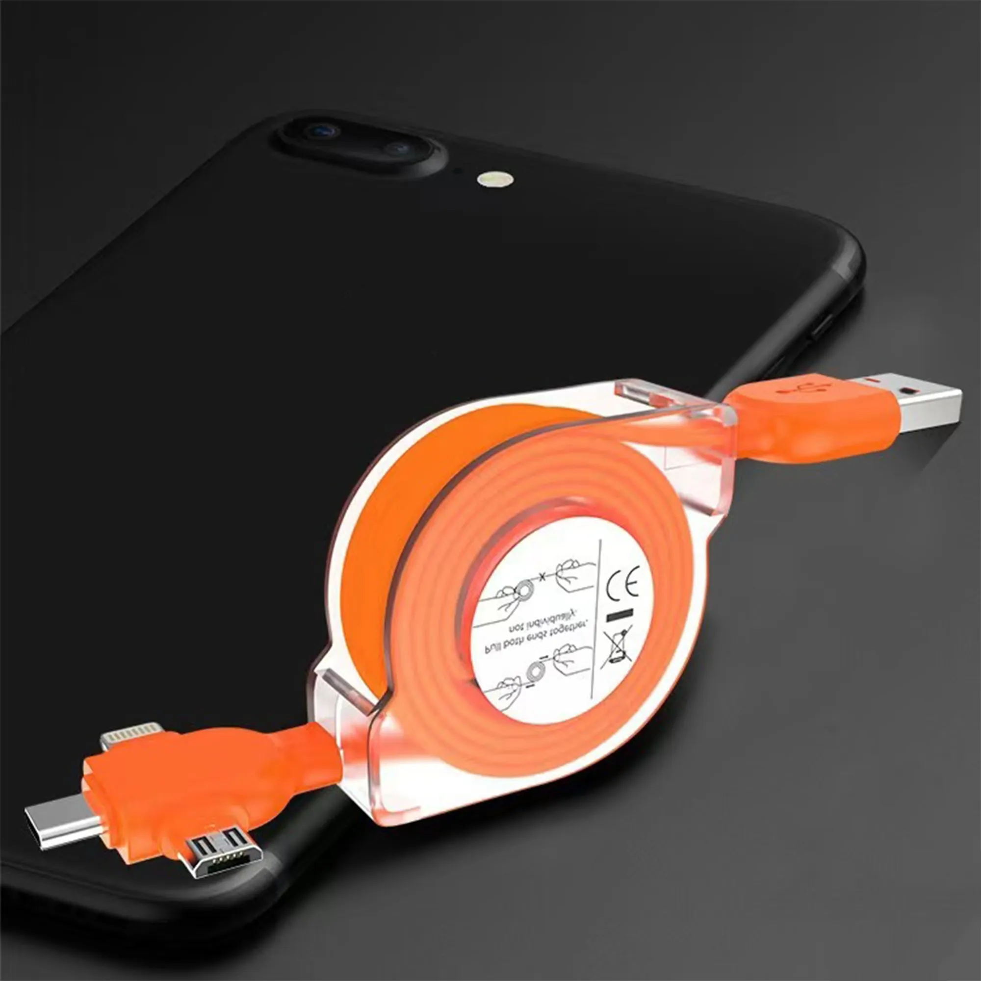 Three-In-One Retractable Data Cable With Customizable Logo 3