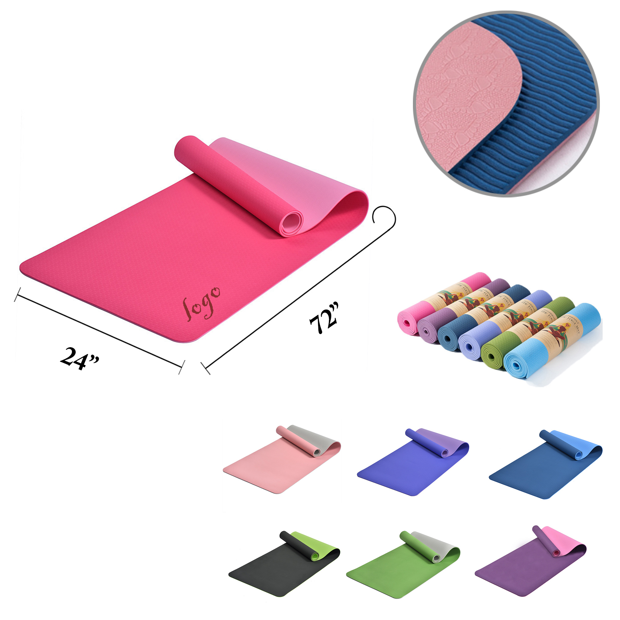 MOQ12 Dual Color TPE Yoga Mat Portable Fitness Pad 5