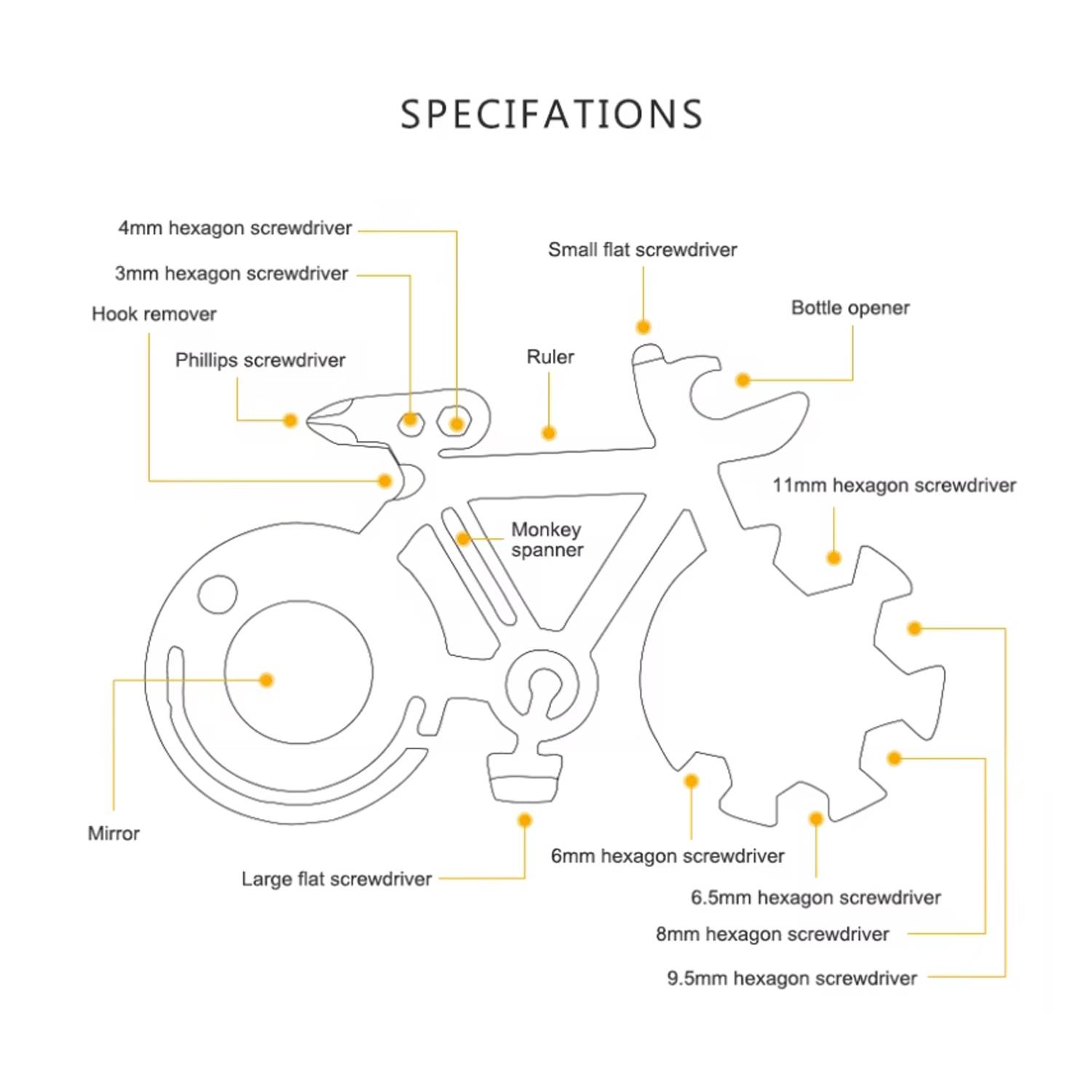 Bike Shaped Multi Functional Tool w/ Mirror 11