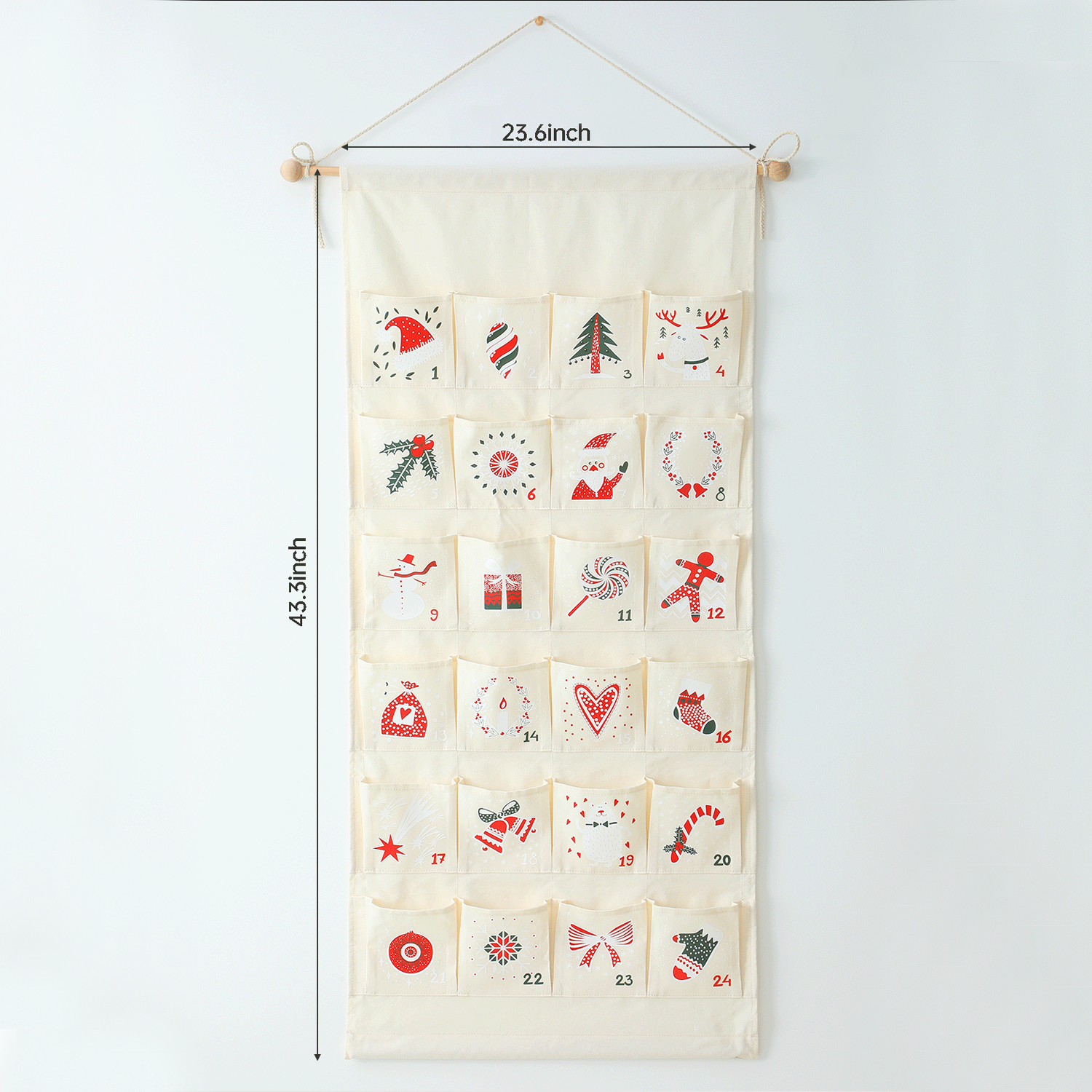24 Pockets Christmas Advent Wall Hanging Calendar 5