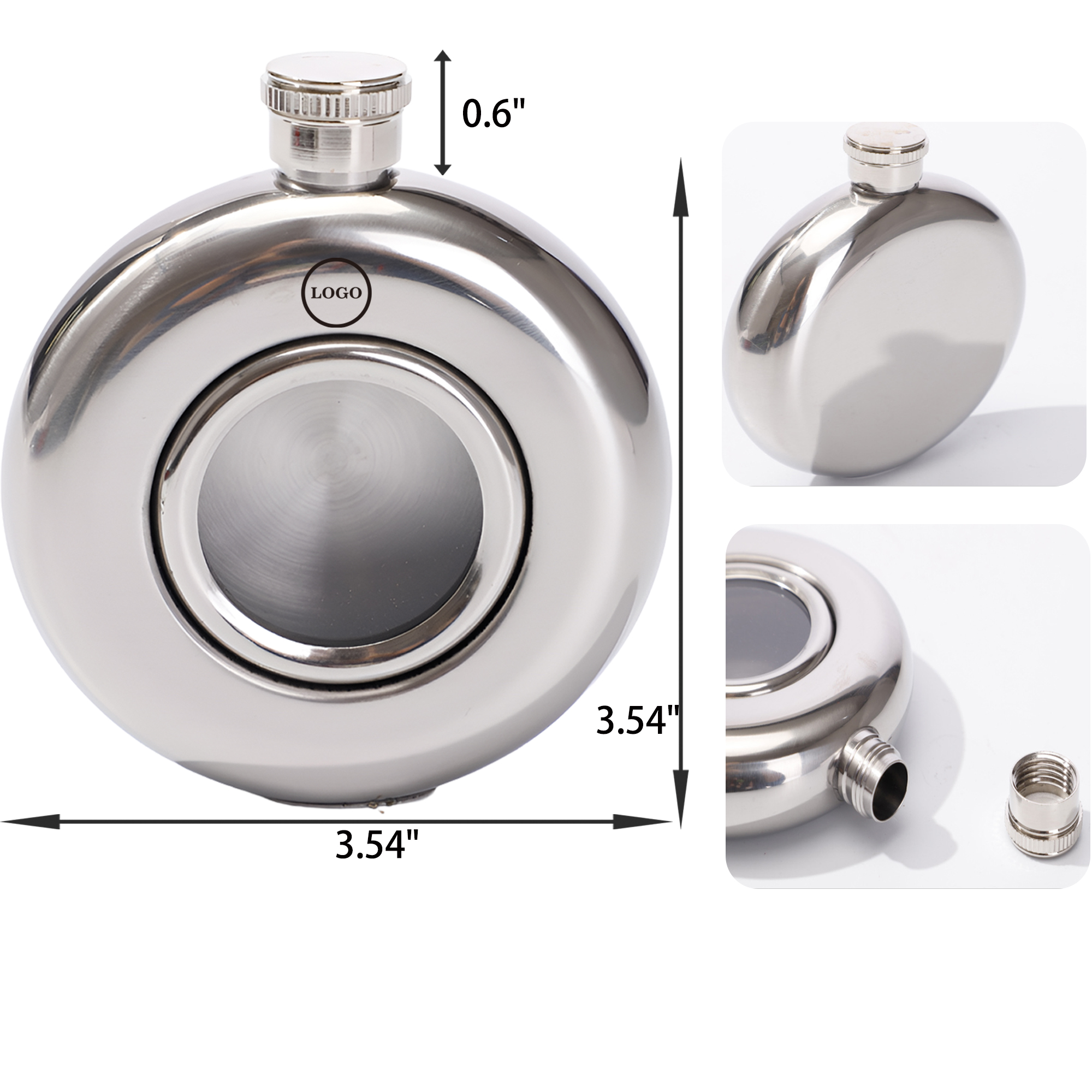 MOQ 30 PCS Durable 5 OZ Round Stainless Steel Hip Flask 2