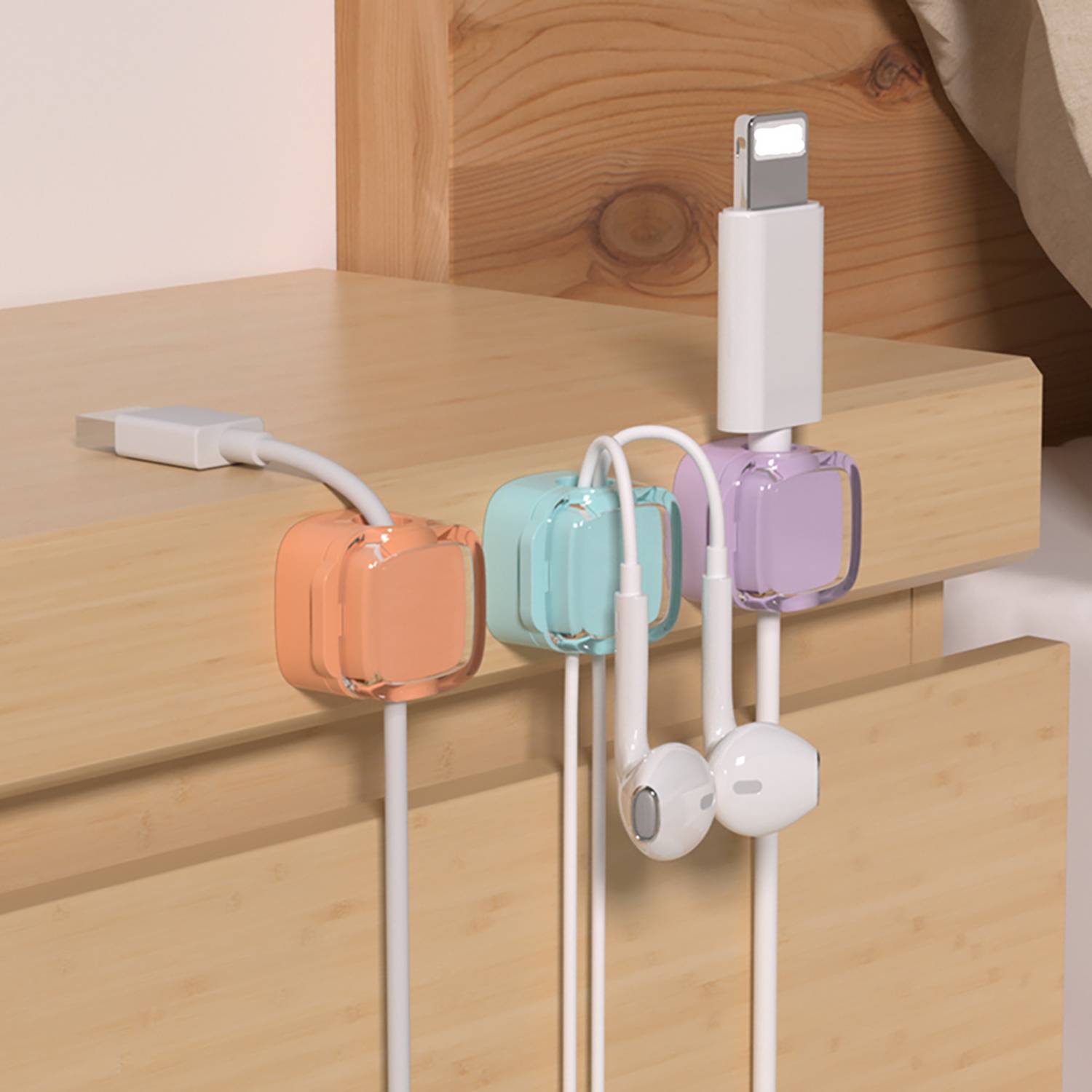3Pcs ABS Magnetic Desktop Cable Organizer w/ Adhesive Base 7