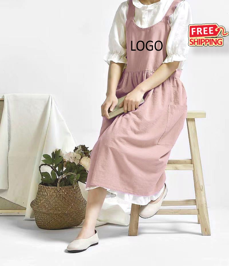 Wholesale Cotton Chef Aprons for Women Cross Back Design with Pockets Bulk Order 5
