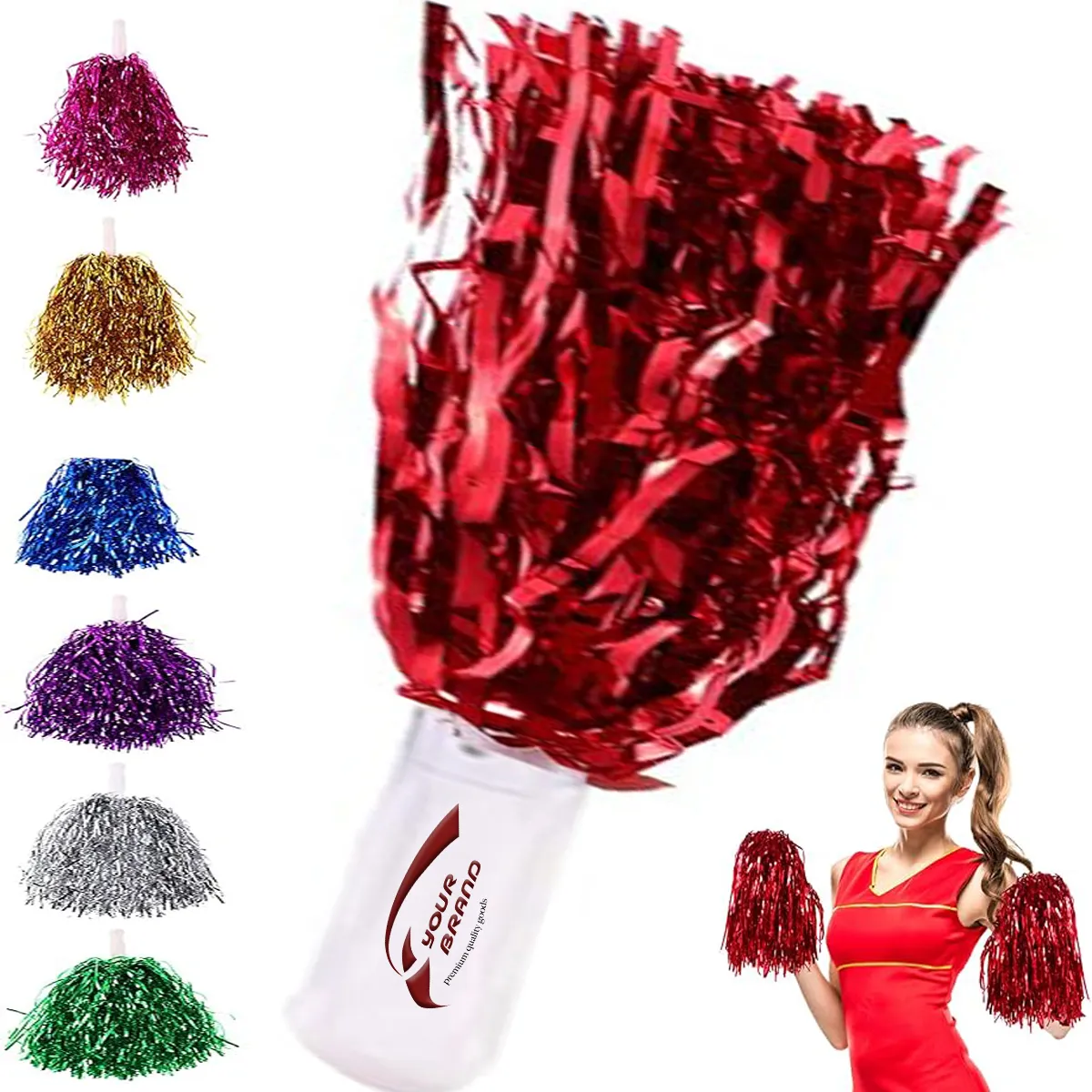 Portable Colorful Cheerleading Pom With Plastic Handle 3