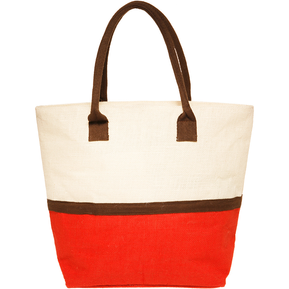 Two-Tone Jute Beach Tote Bags 3