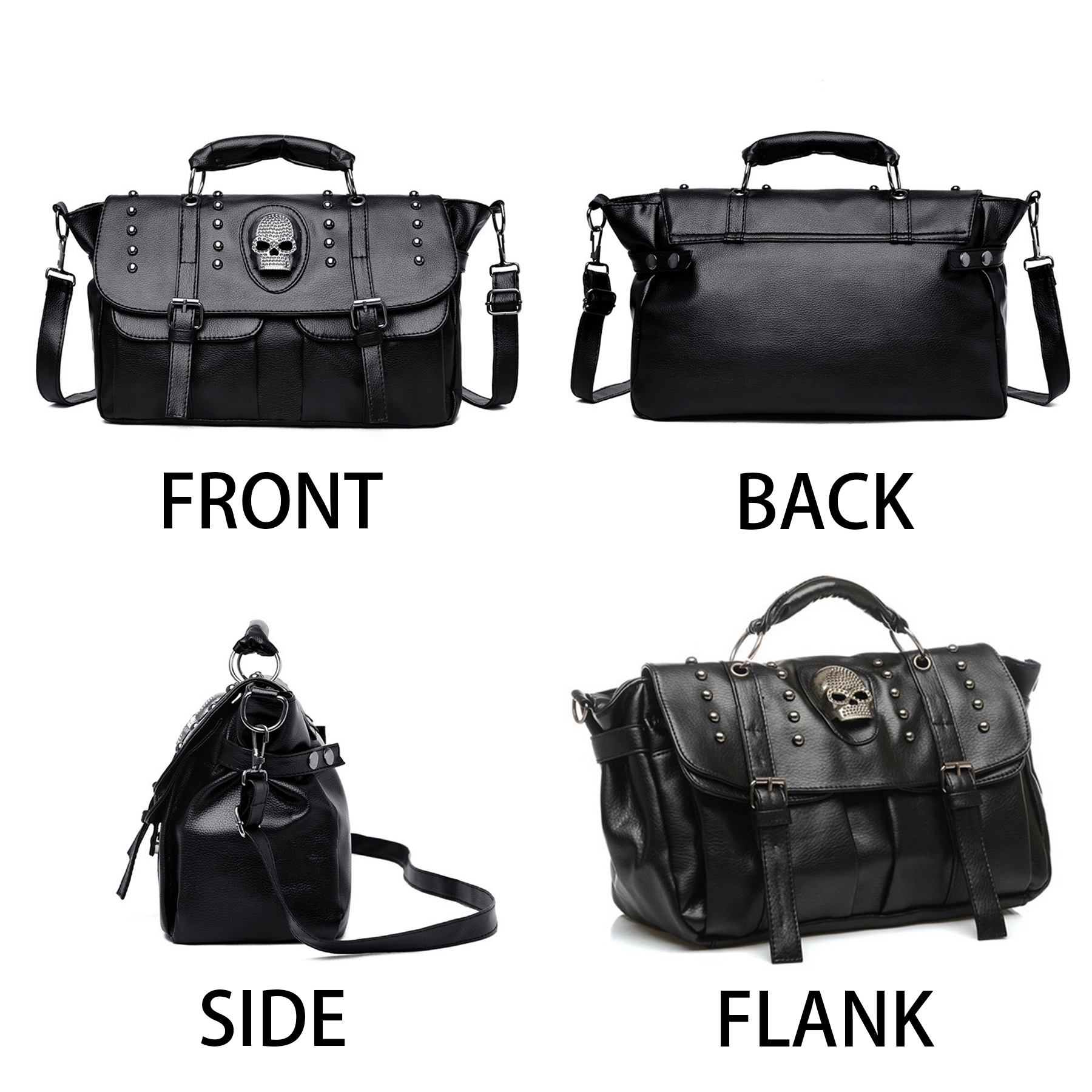 PU Punk vintage shoulder biker diagonal bag 5