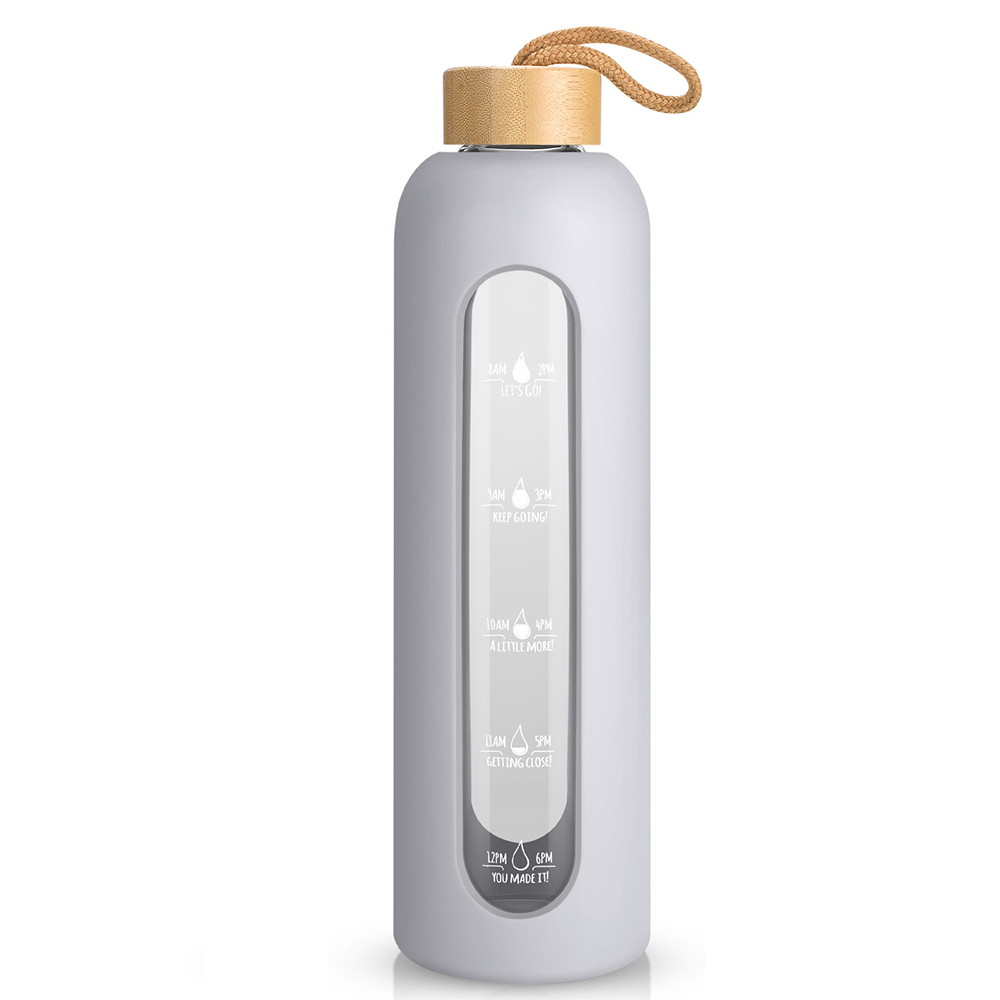 32Oz. Motivational Time-Marked Glass Water Bottle 9
