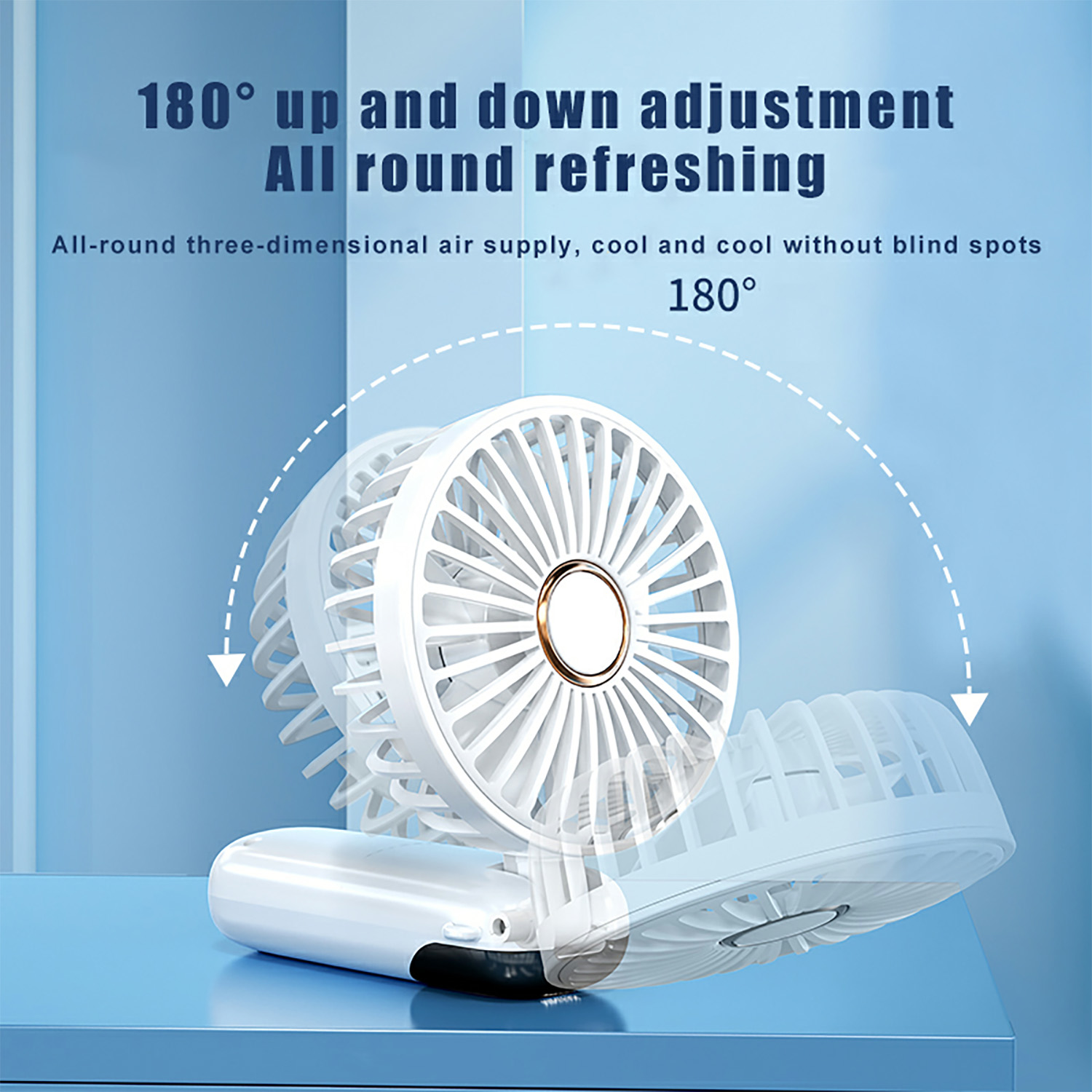 Handheld Foldable 1200 mAh Fan with LED Display & Base 2