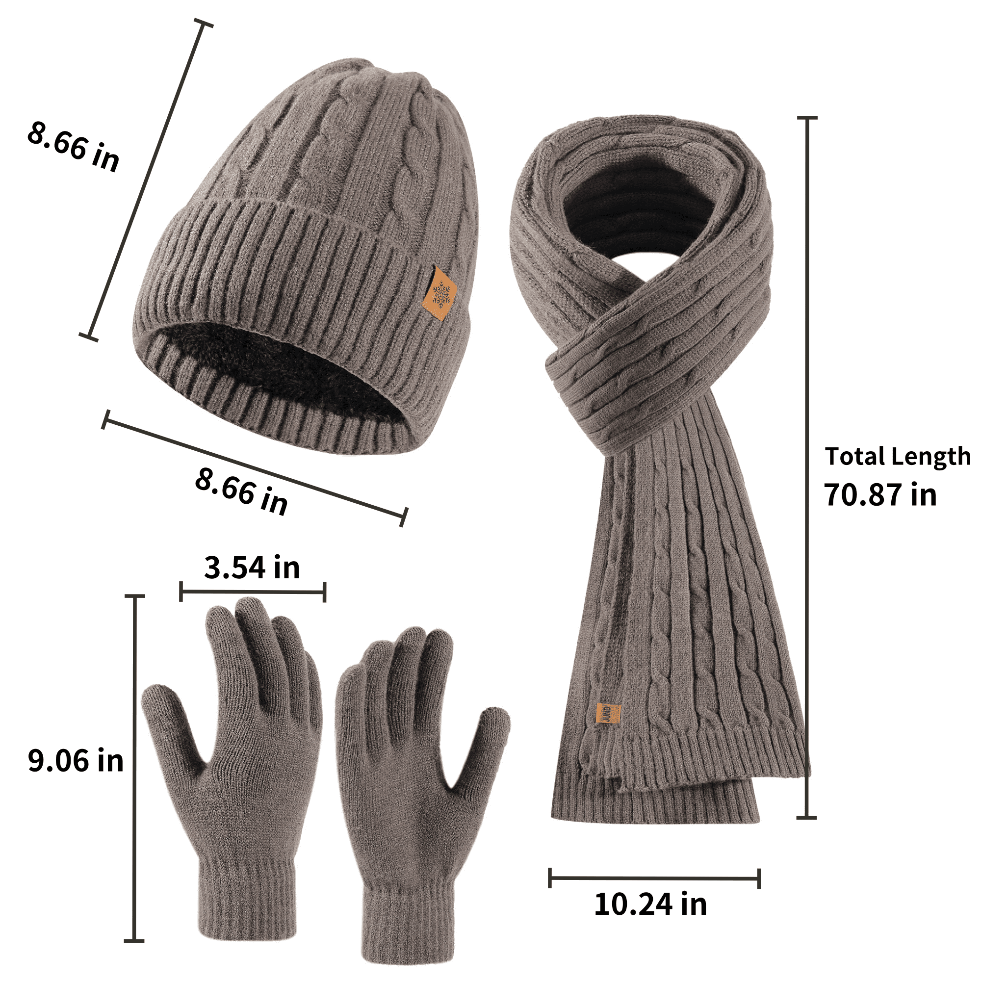 Cable Knit Warm Acrylic Winter 3-Piece Accessories Set 5