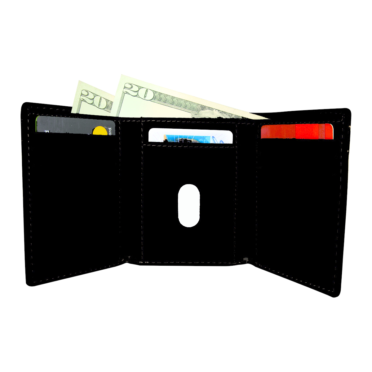Black & Silver Leatherette Trifold Wallet 2