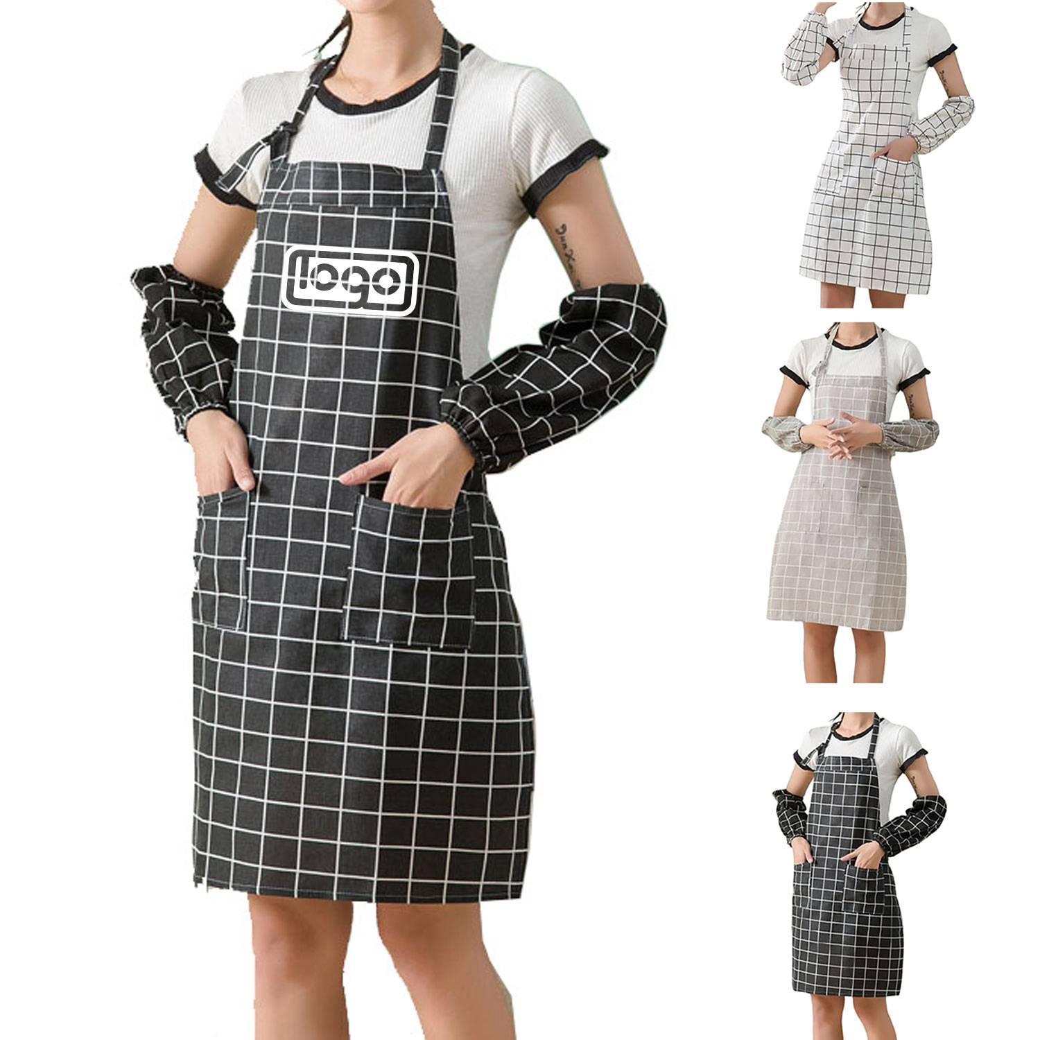 Cotton Linen Apron Set with Sleeve Covers 6