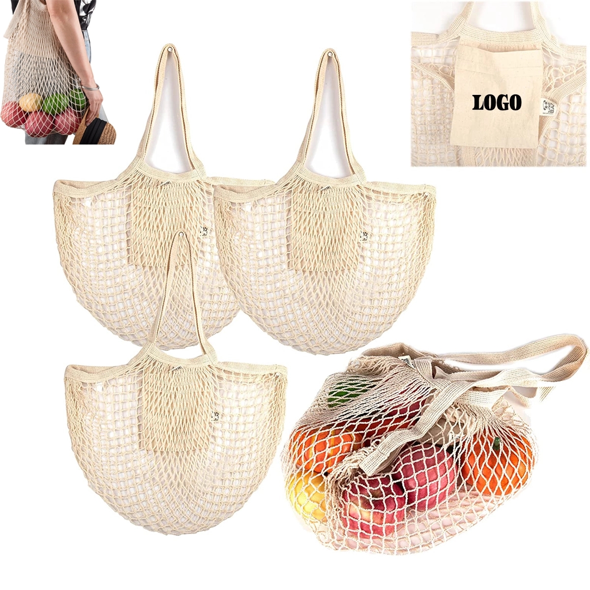 Reusable Cotton Mesh Grocery Bags 3