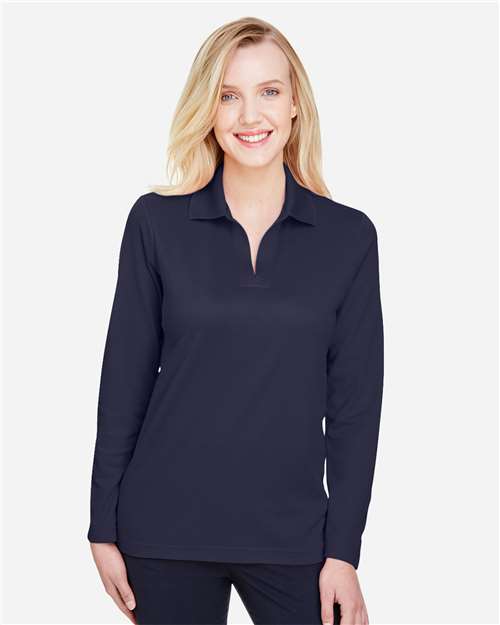 Women's CrownLux Performance® Plaited Long Sleeve Polo - DG20LW 43