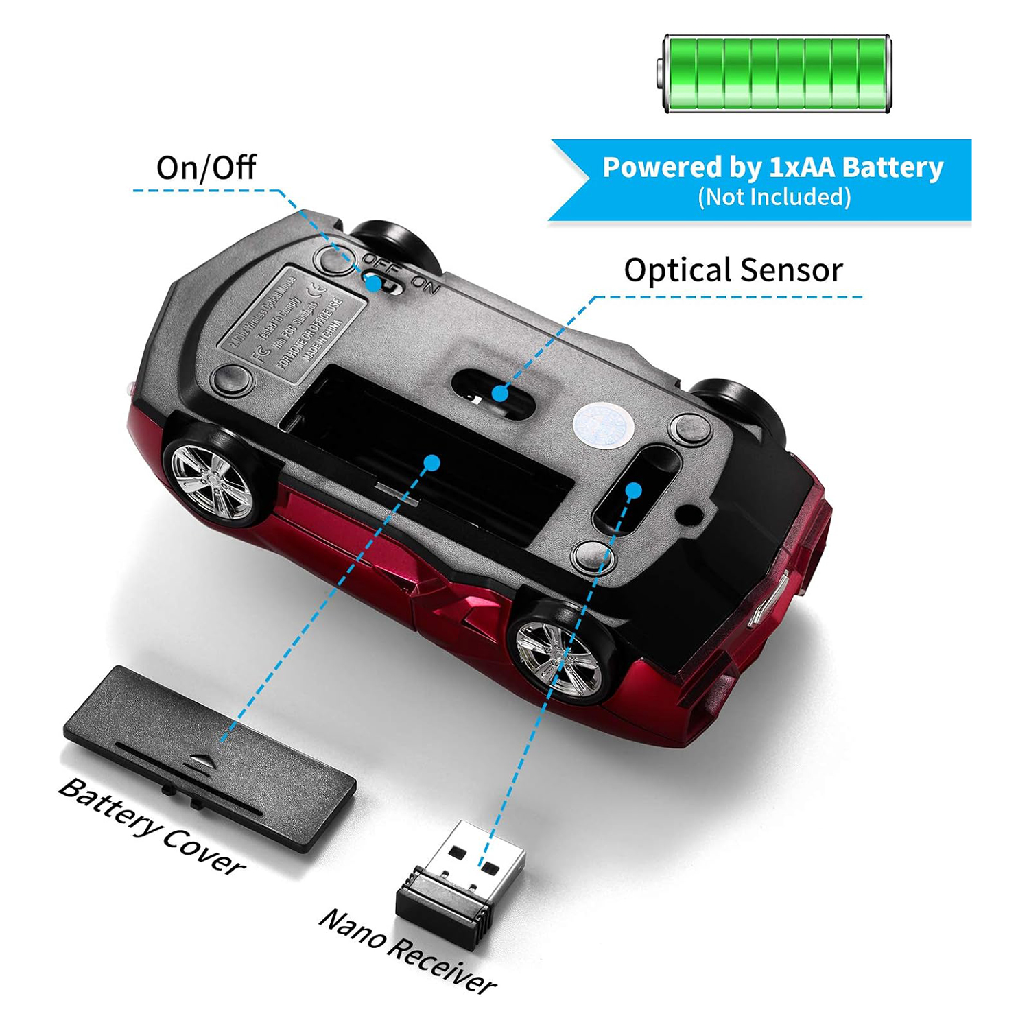 Red Lamborghini Wireless Mouse 1
