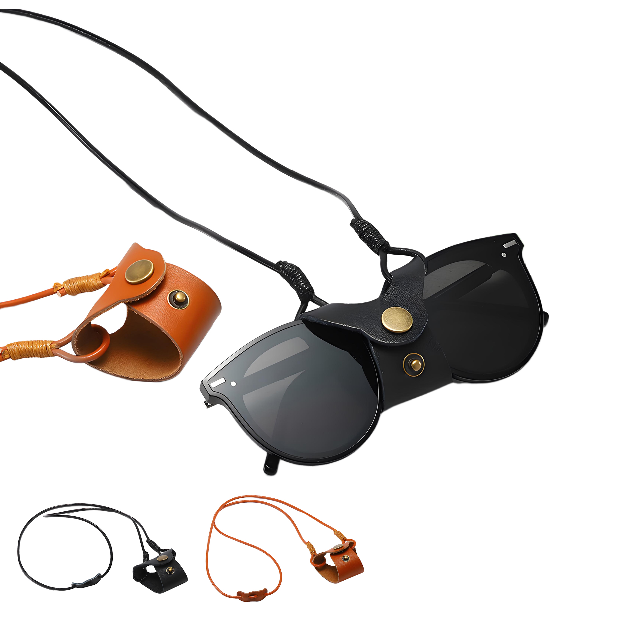 Premium Leather Hanging Neck Lanyard Glasses Case for Travel 3