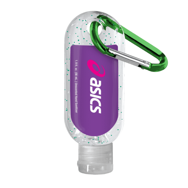 1.9 oz. Single Color Moisture Bead Sanitizer in Clear Bottle with Carabiner 79