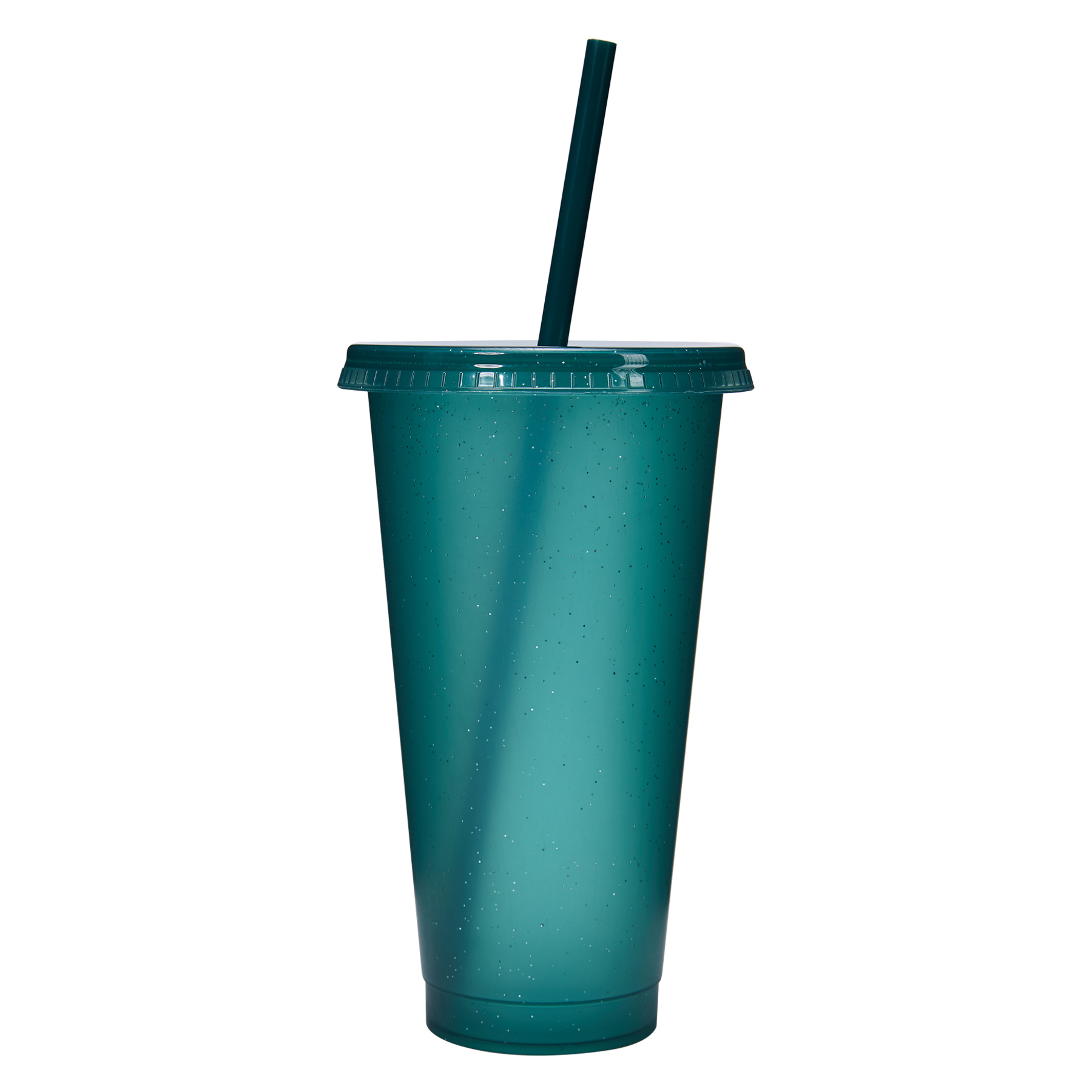 24 Oz Reusable Colorful Glitter Plastic Straw Cup W/ Splash Proof Lid 8