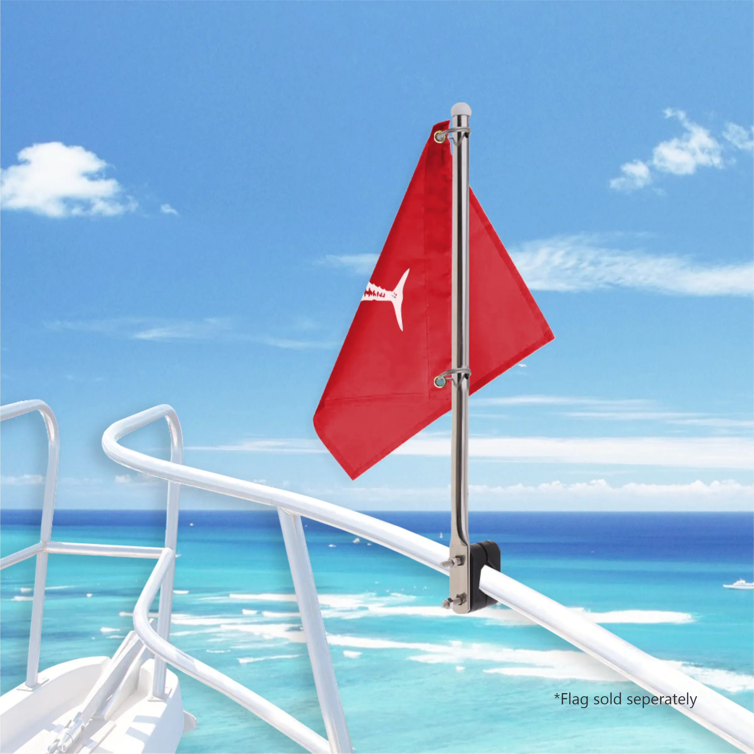 15" Stainless Steel Boat Flag Pole - Style A 4