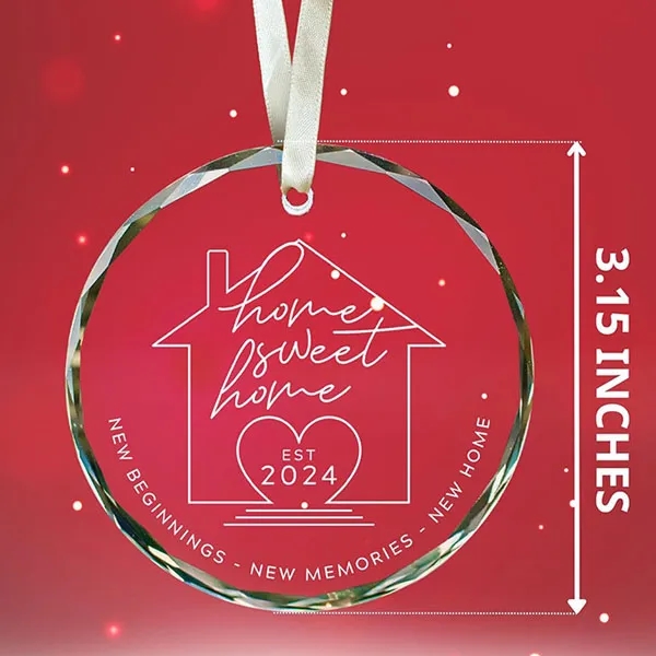 Round Facet Crystal Ornament - 3.15" 6