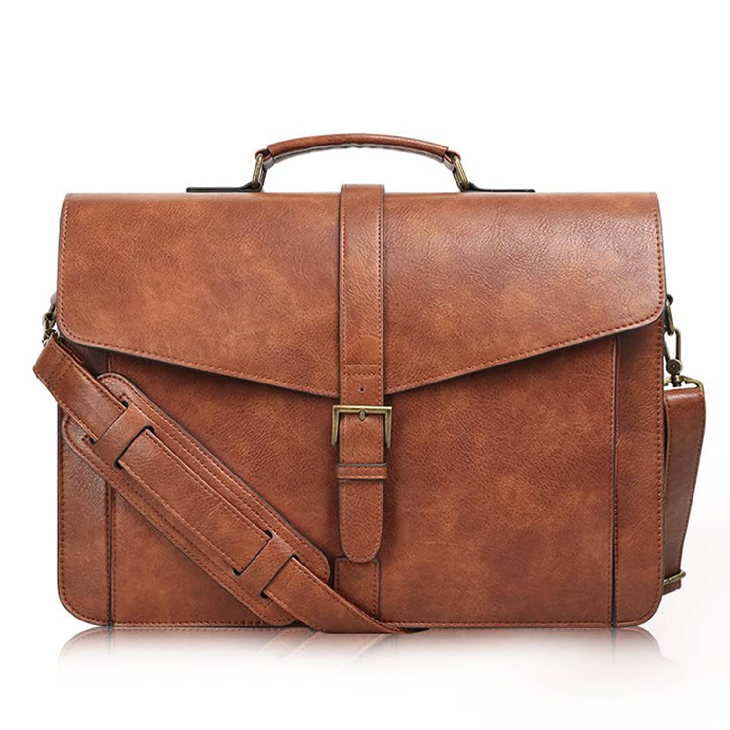 15.6 Inch Large Capacity PU Leather Laptop Bag Briefcase 2