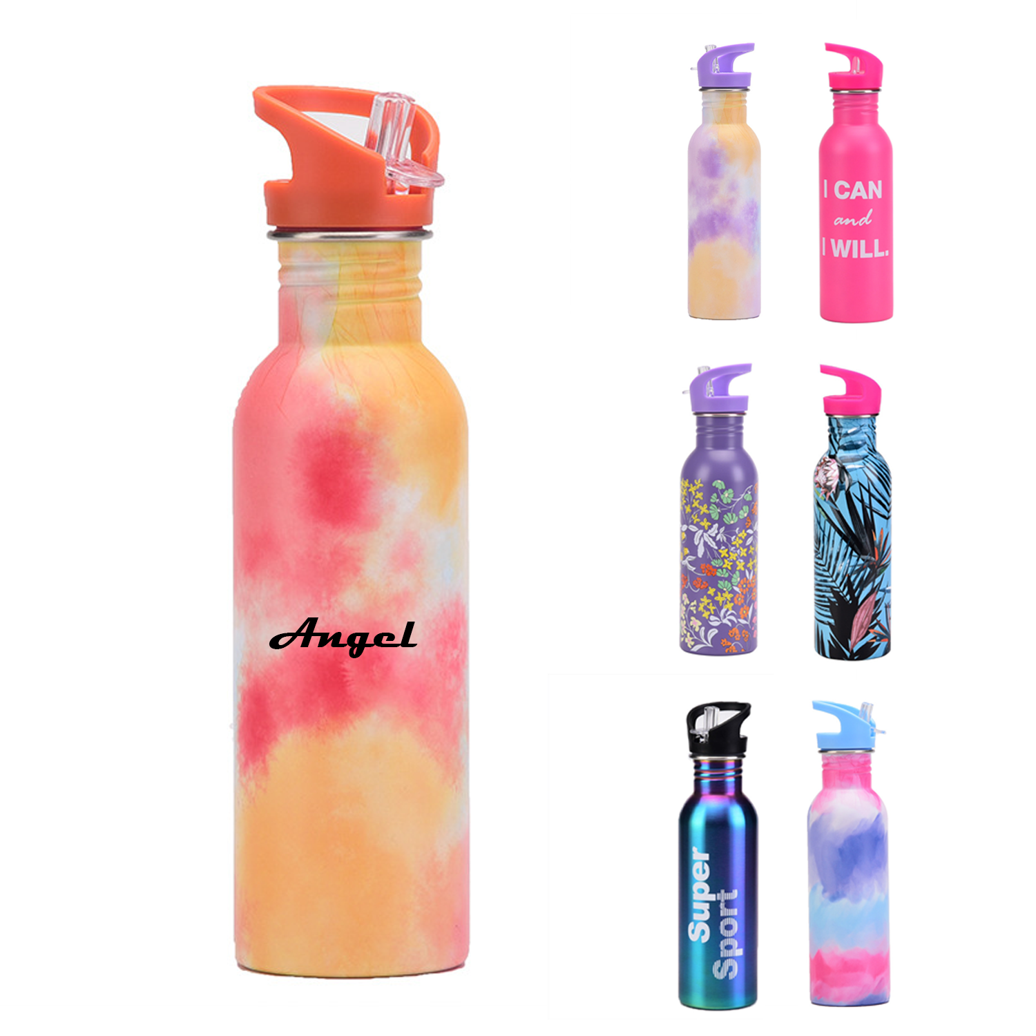25 oz Straw Lid Insulated Stainless Steel Water Bottle, custom water bottle with logo imprint 7