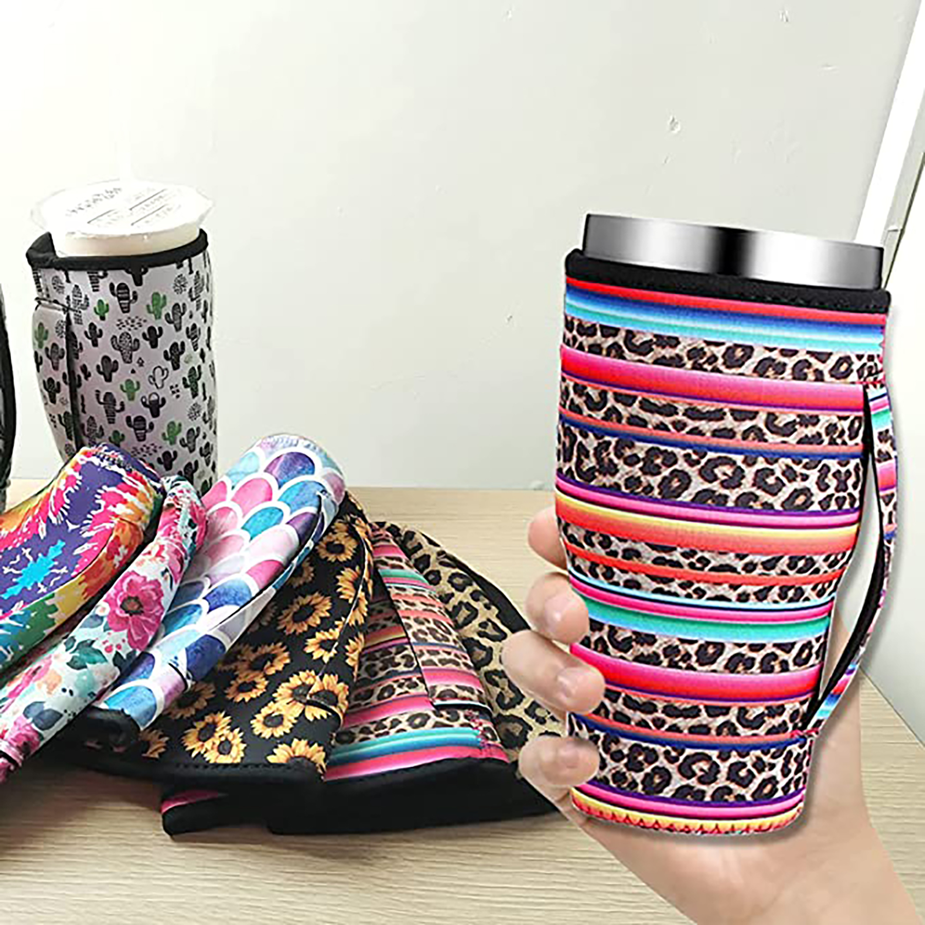 30-32 oz Reusable Neoprene Insulated Sleeves Cup Cover, custom koozie with logo imprint 15