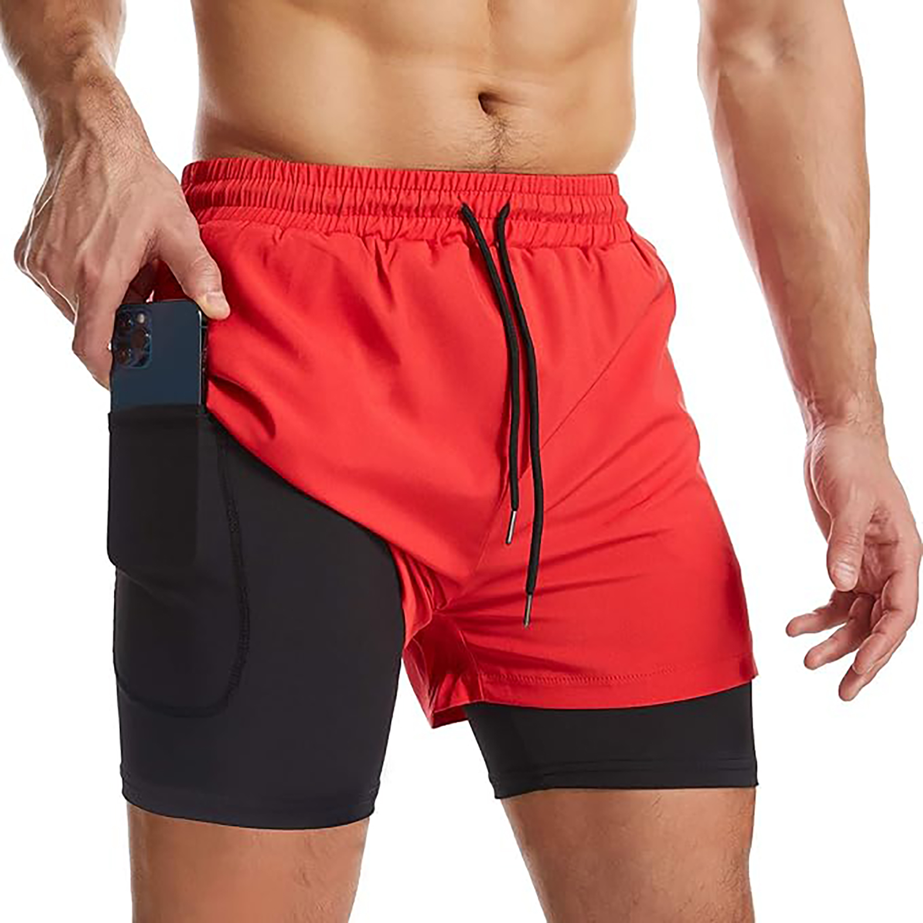 Men's 2 I n 1 Quick Drying Sports Shorts with Lining 16