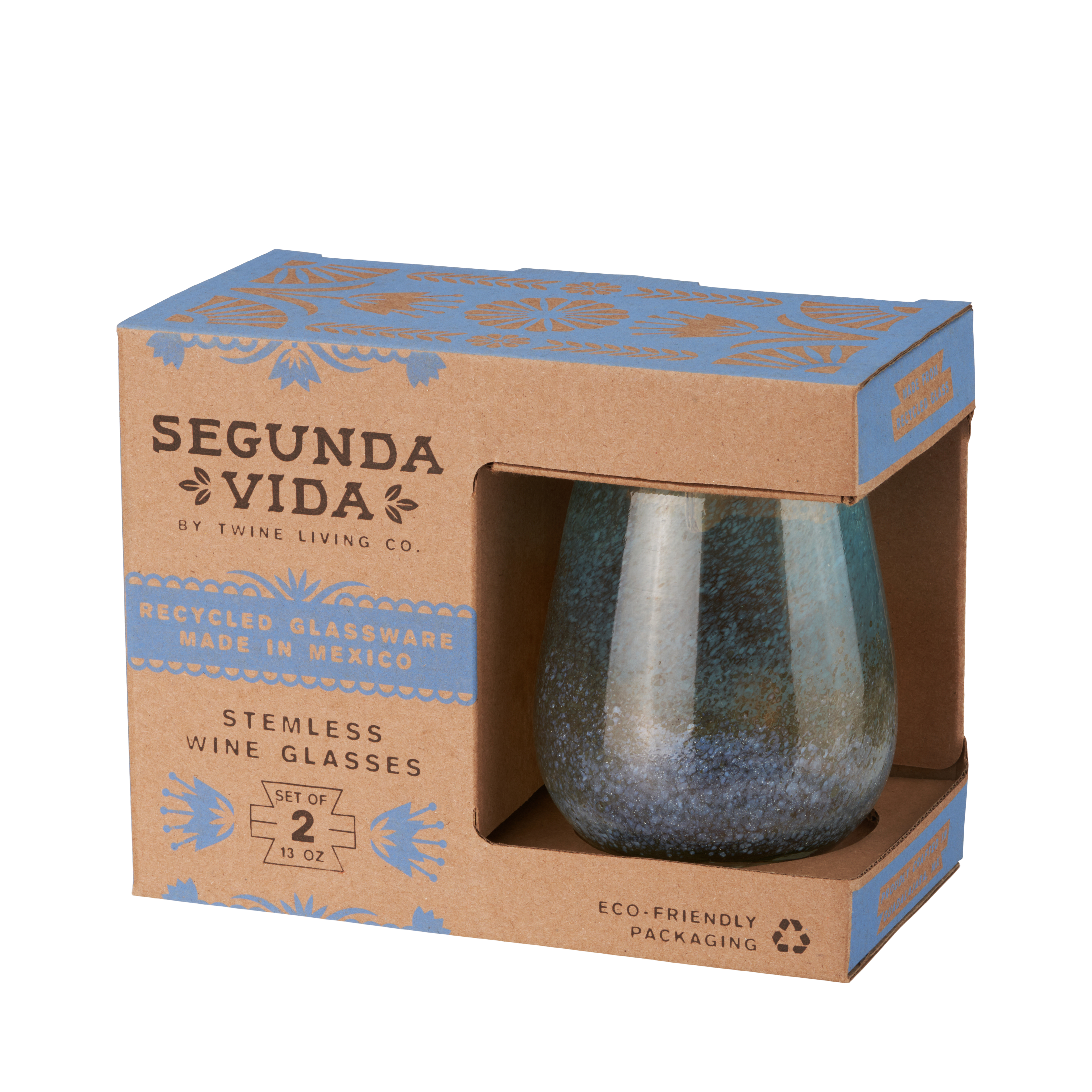 Twine Living® Playa Bonita Stemless Recycled Wine Glass, set of 2 6