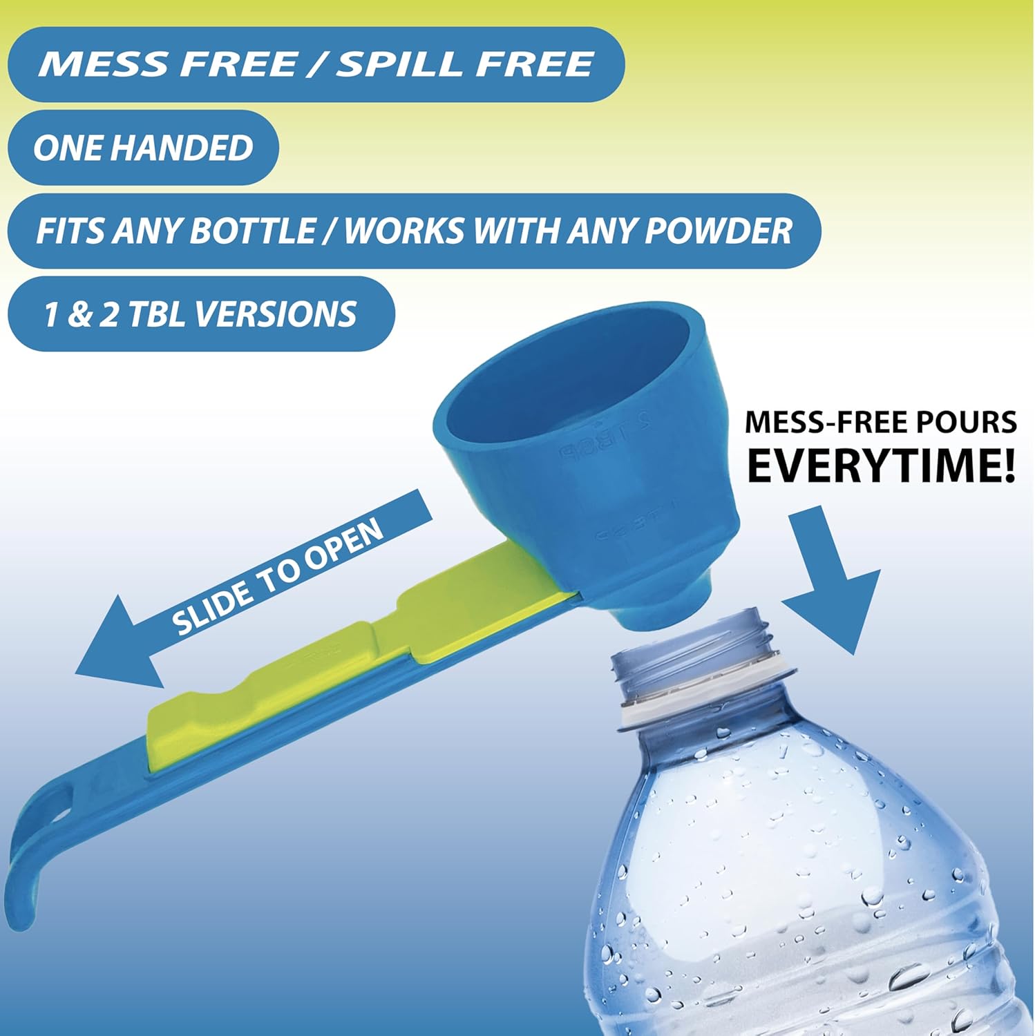 No-Spill Powder Funnel Spoon With Sliding Separator measuring scoop + funnel No spill preparation 3