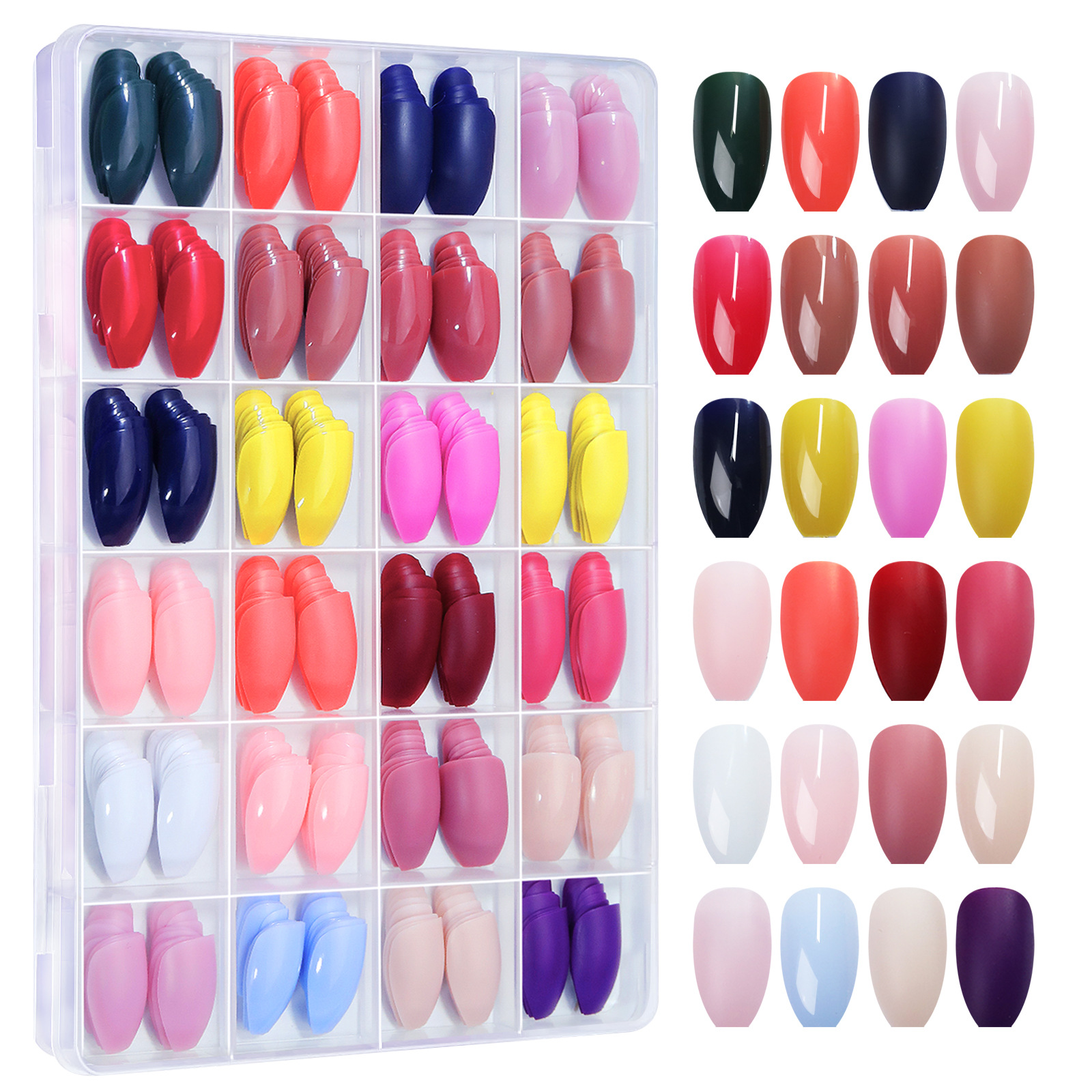 24 Colors 576PCS Press on Nails for Nail Art 10