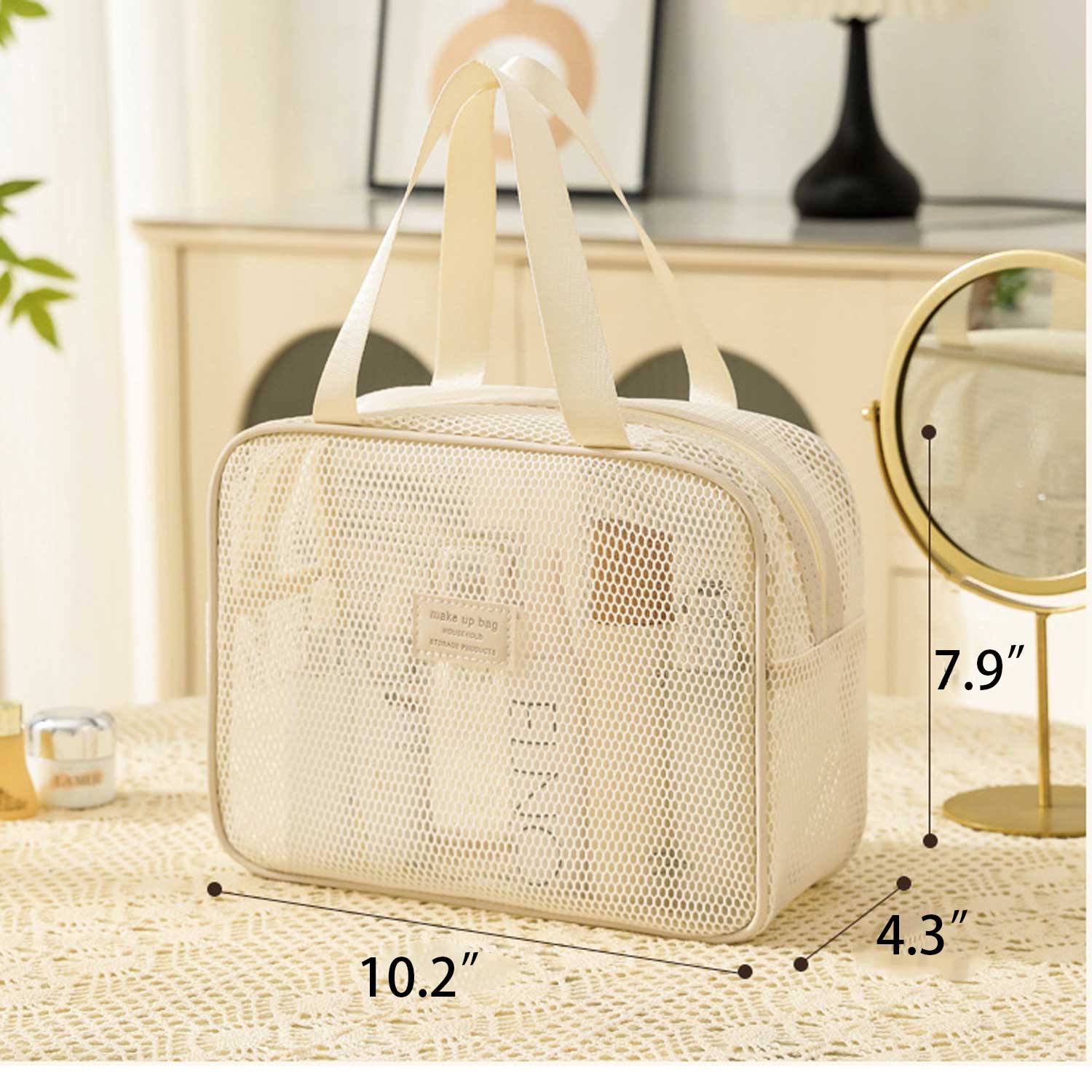 Large Travel Organizer Luxury Mesh Makeup Bag 6