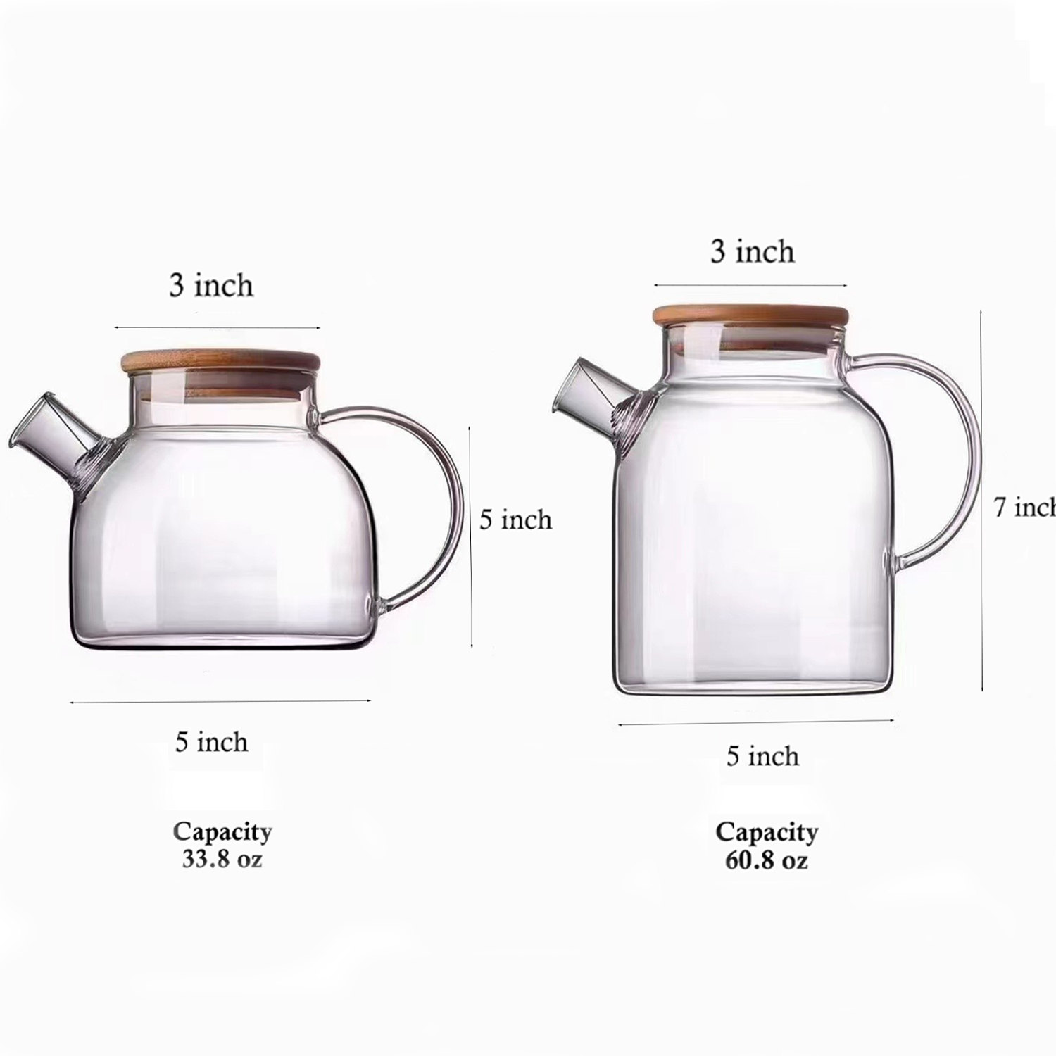 Stovetop Safe Glass Teapot Kettle w/ Bamboo Lid 11