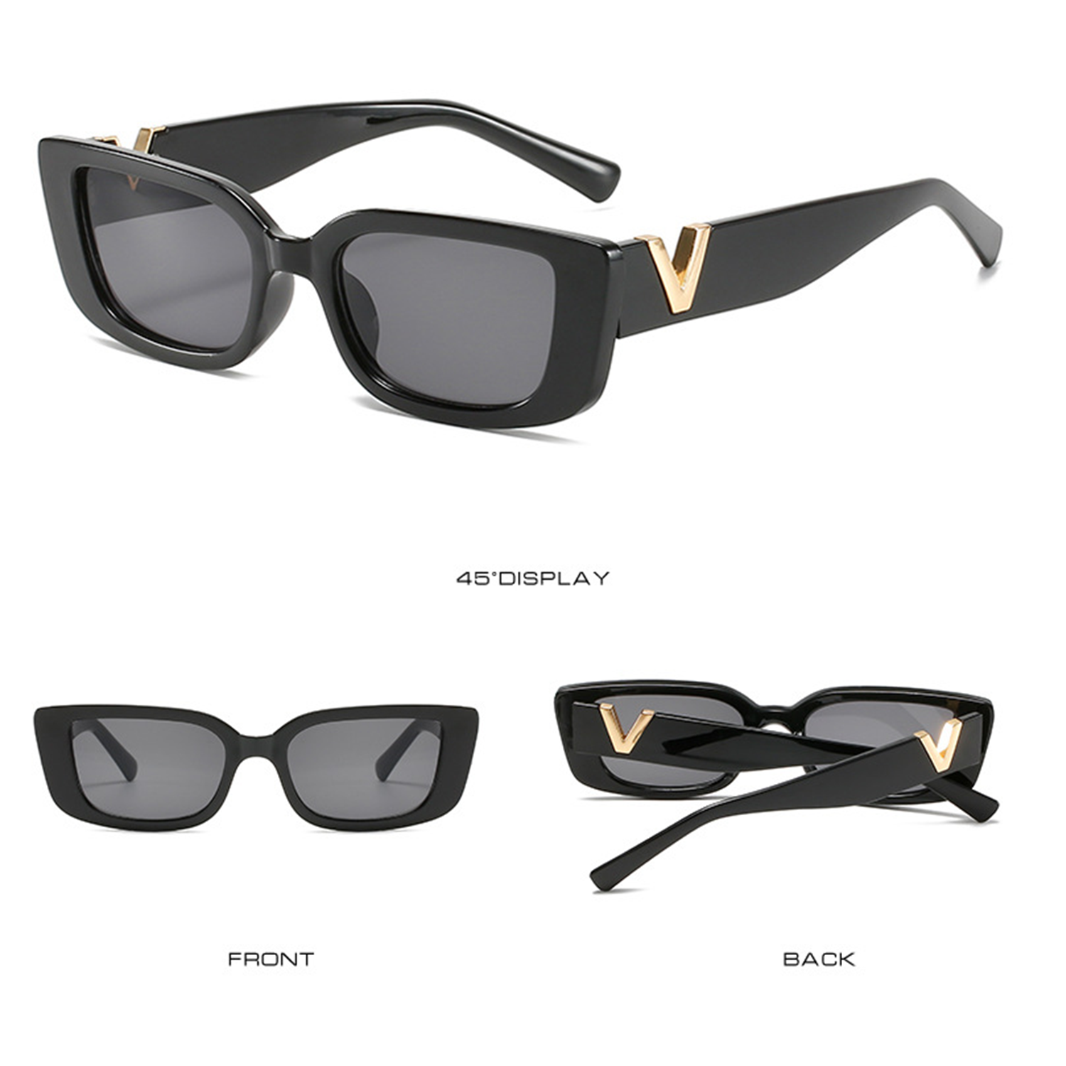 Vintage Rectangle Sunglasses UV400 2