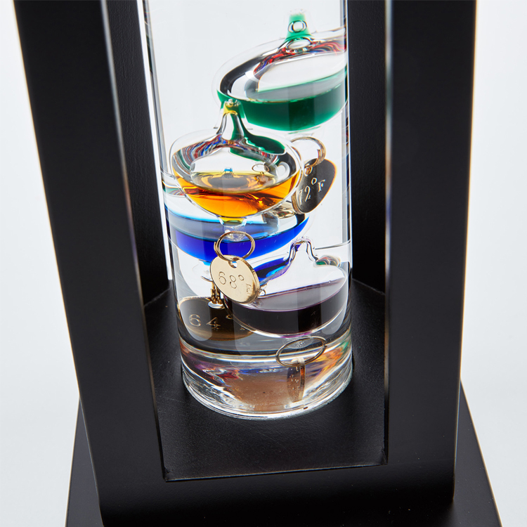 15" Glass Galileo Thermometer in Square Wood Holder 5