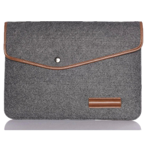 Felt Laptop Sleeve with PU Trim, Pen Holder, and Button 2